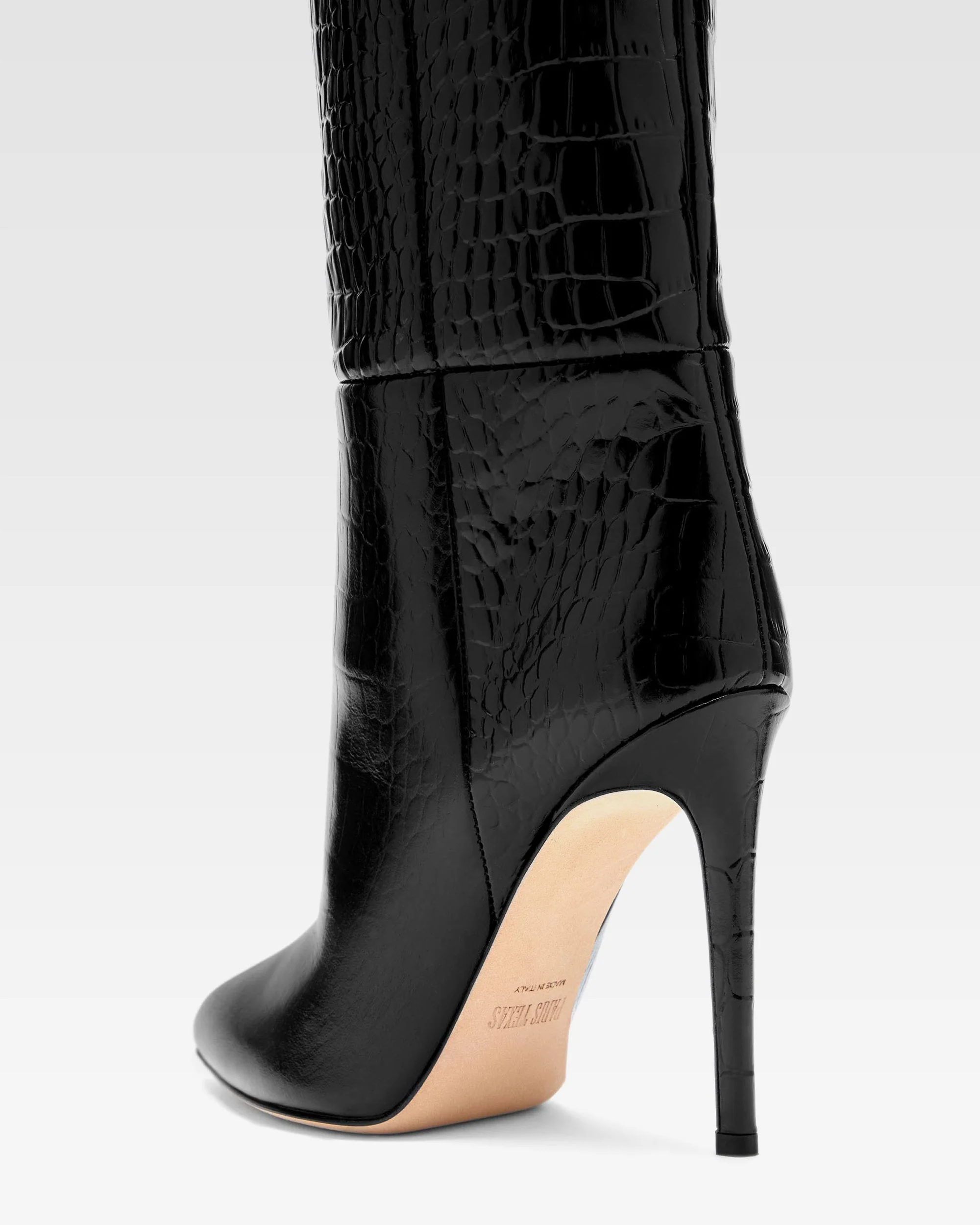 Black croc-effect leather stiletto boots 5 Black croc-effect leather stiletto boots