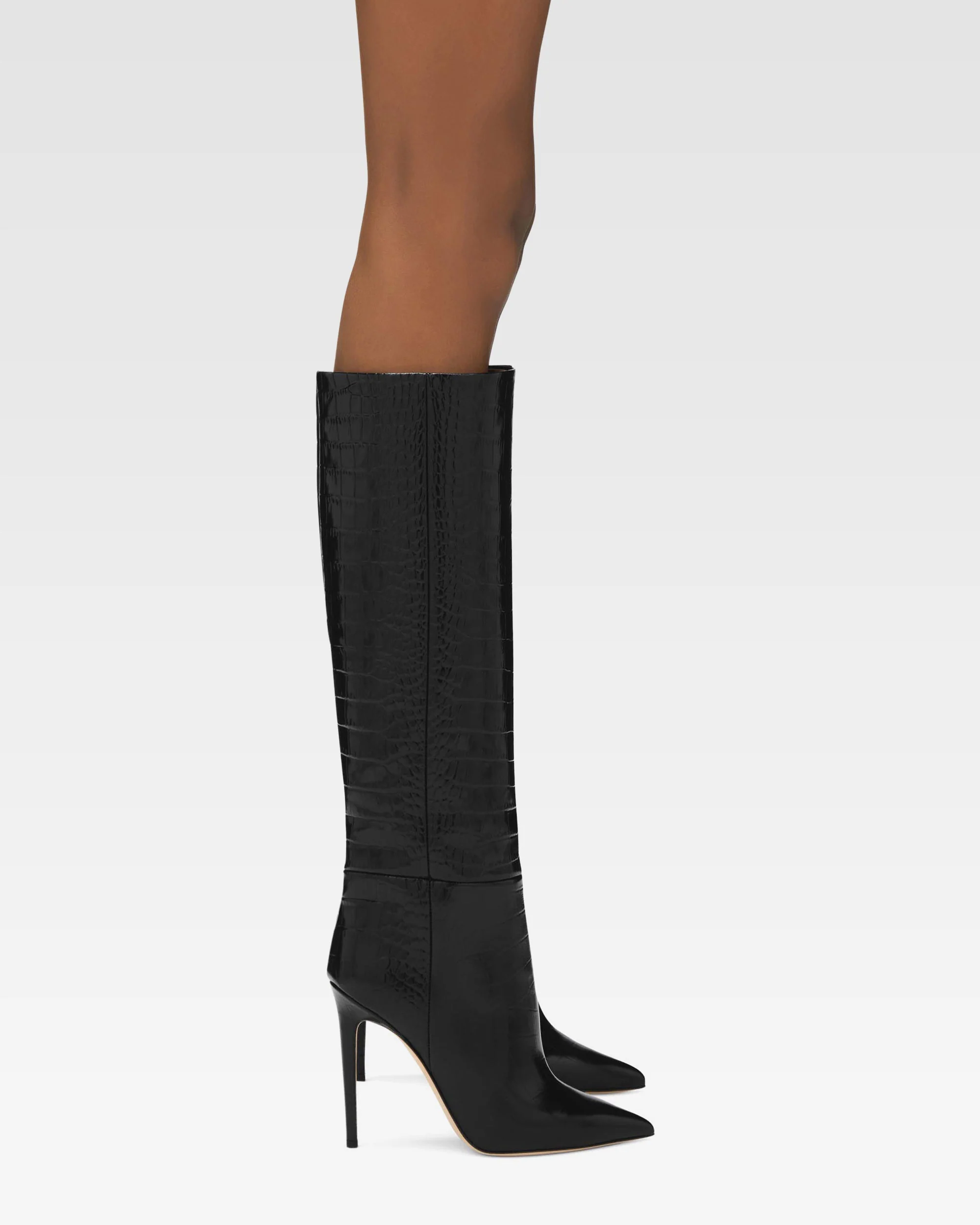 Black croc-effect leather stiletto boots 6 Black croc-effect leather stiletto boots
