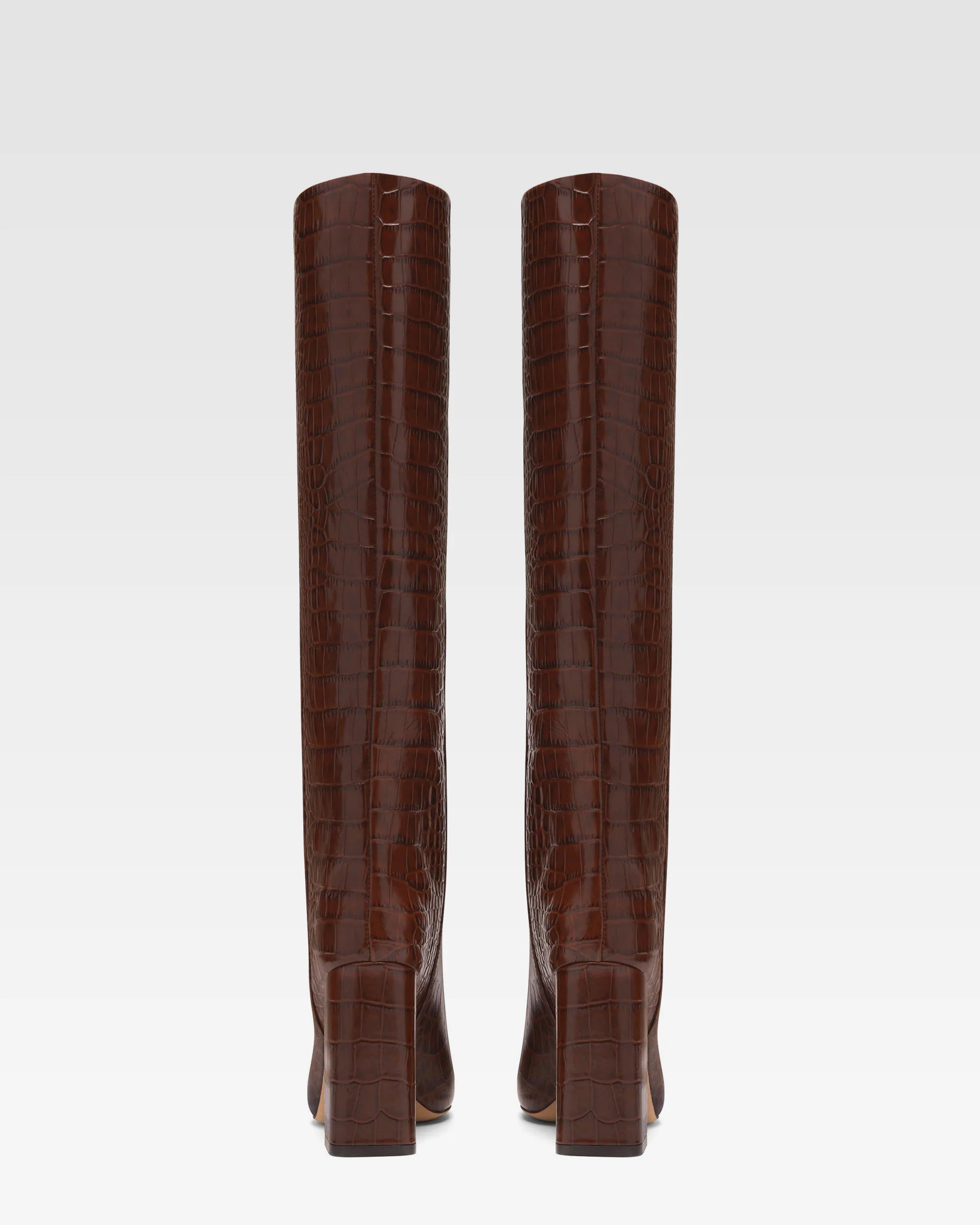 Chocolate brown croc-effect leather boots 4 Chocolate brown croc-effect leather boots