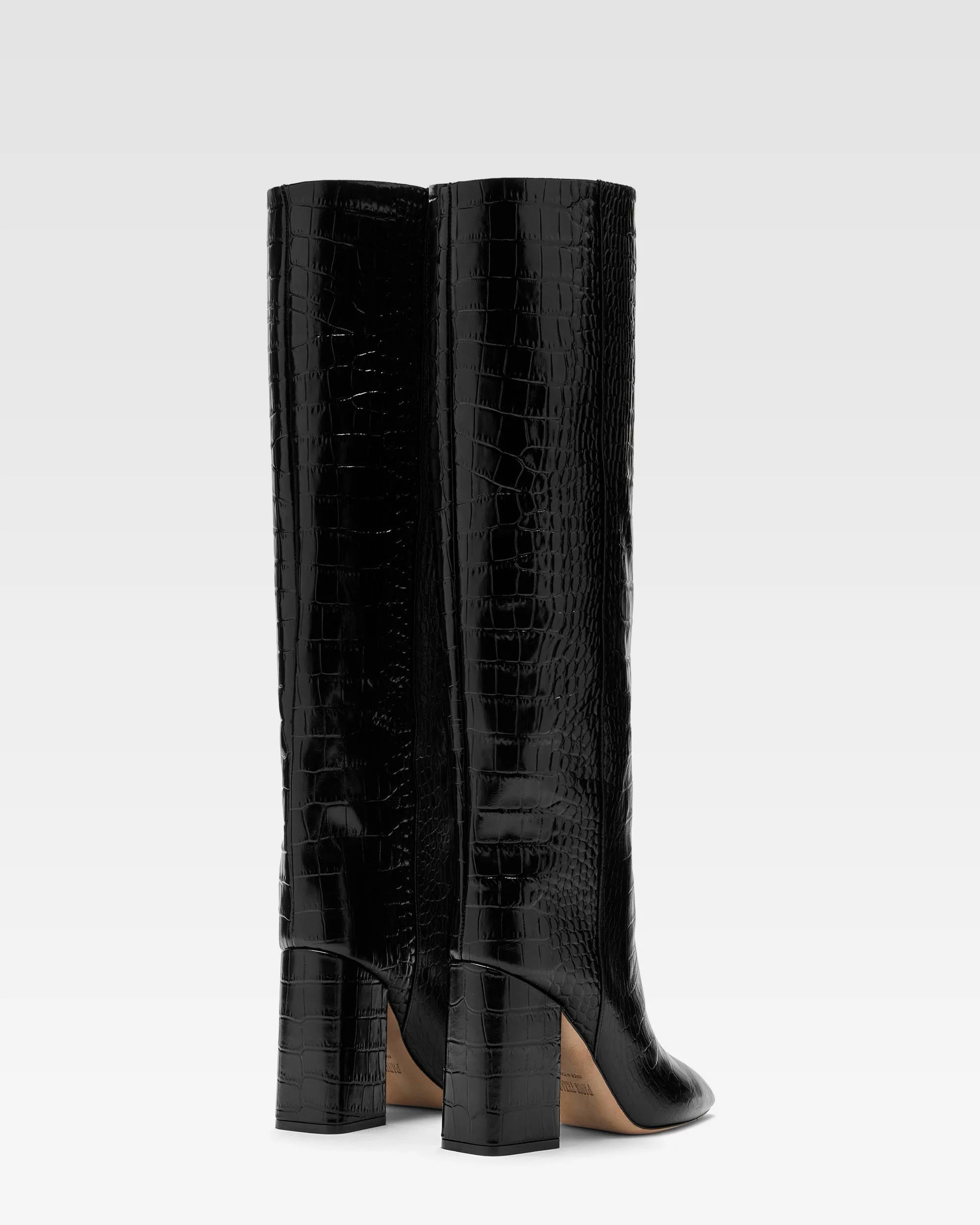 Black croc-effect leather boots 3 Black croc-effect leather boots
