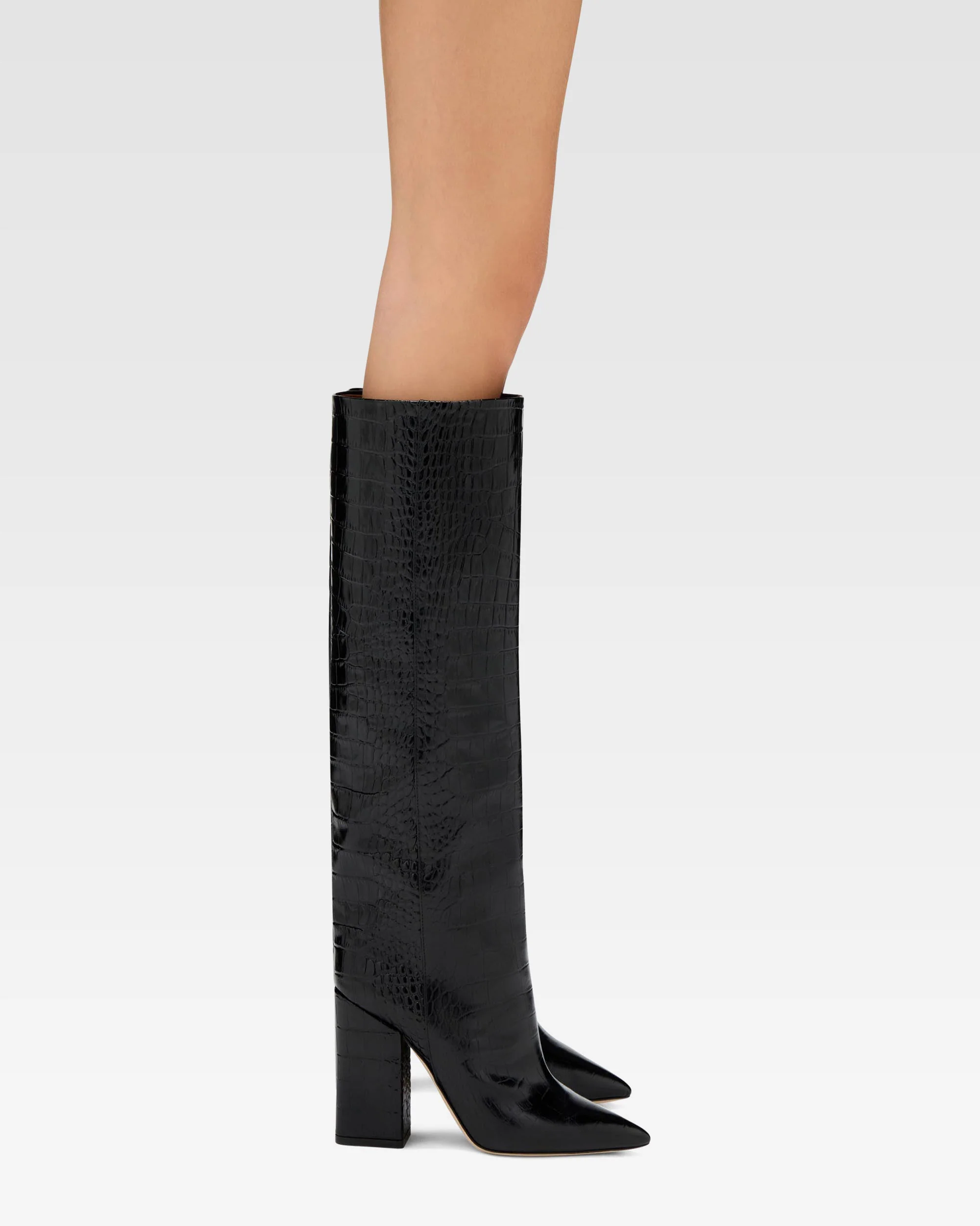 Black croc-effect leather boots 6 Black croc-effect leather boots