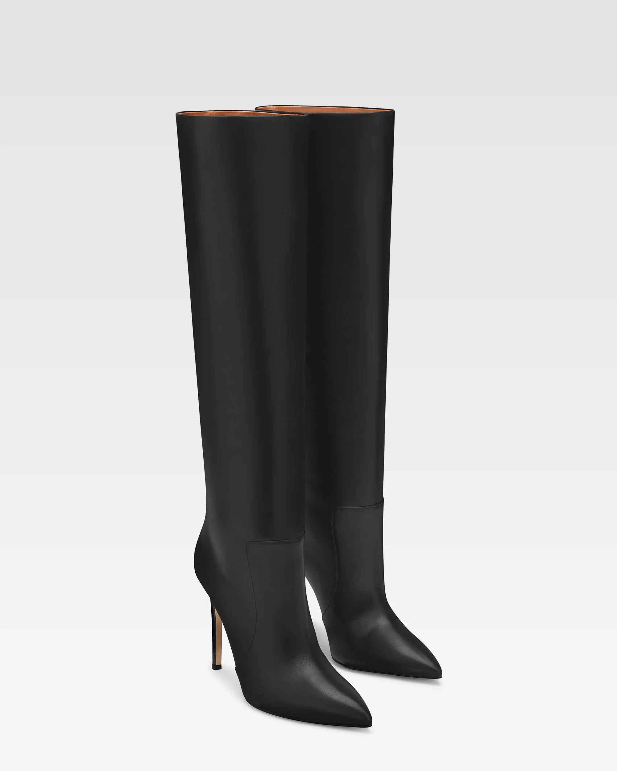 Black nappa leather stiletto boots