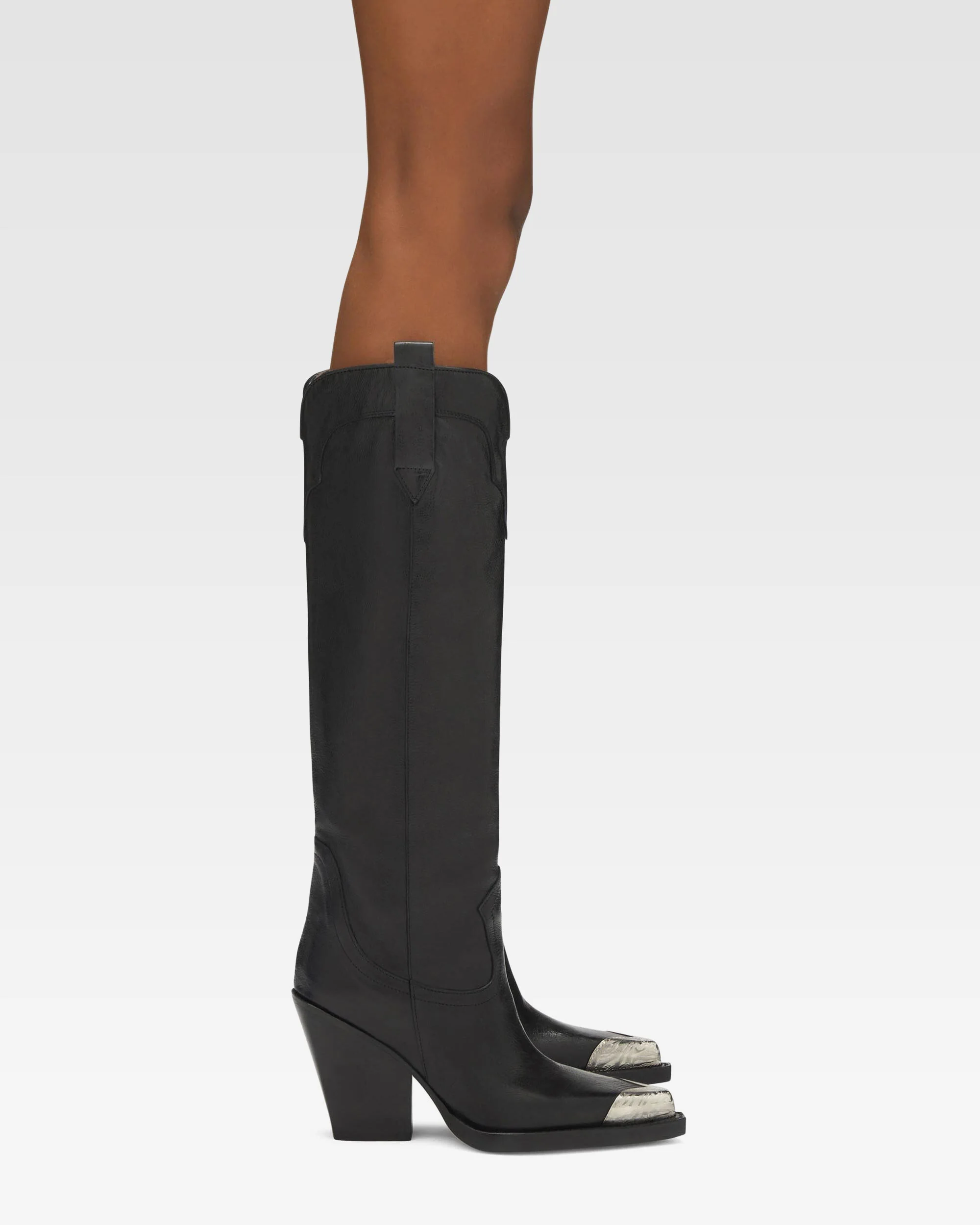 Black leather embellished toe boot 6 Black leather embellished toe boot