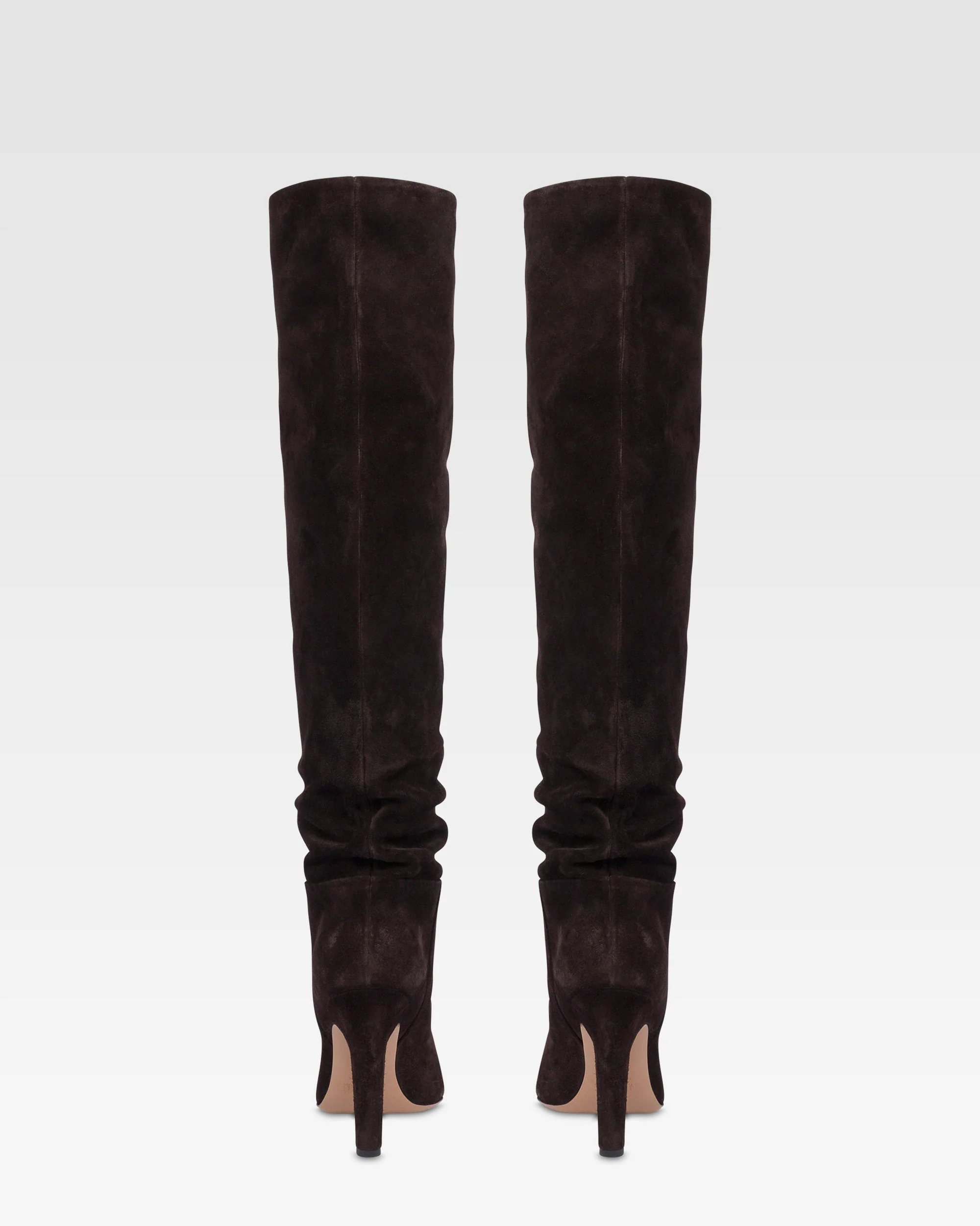 Boots in ebony calf suede leather. 4 Boots in ebony calf suede leather.