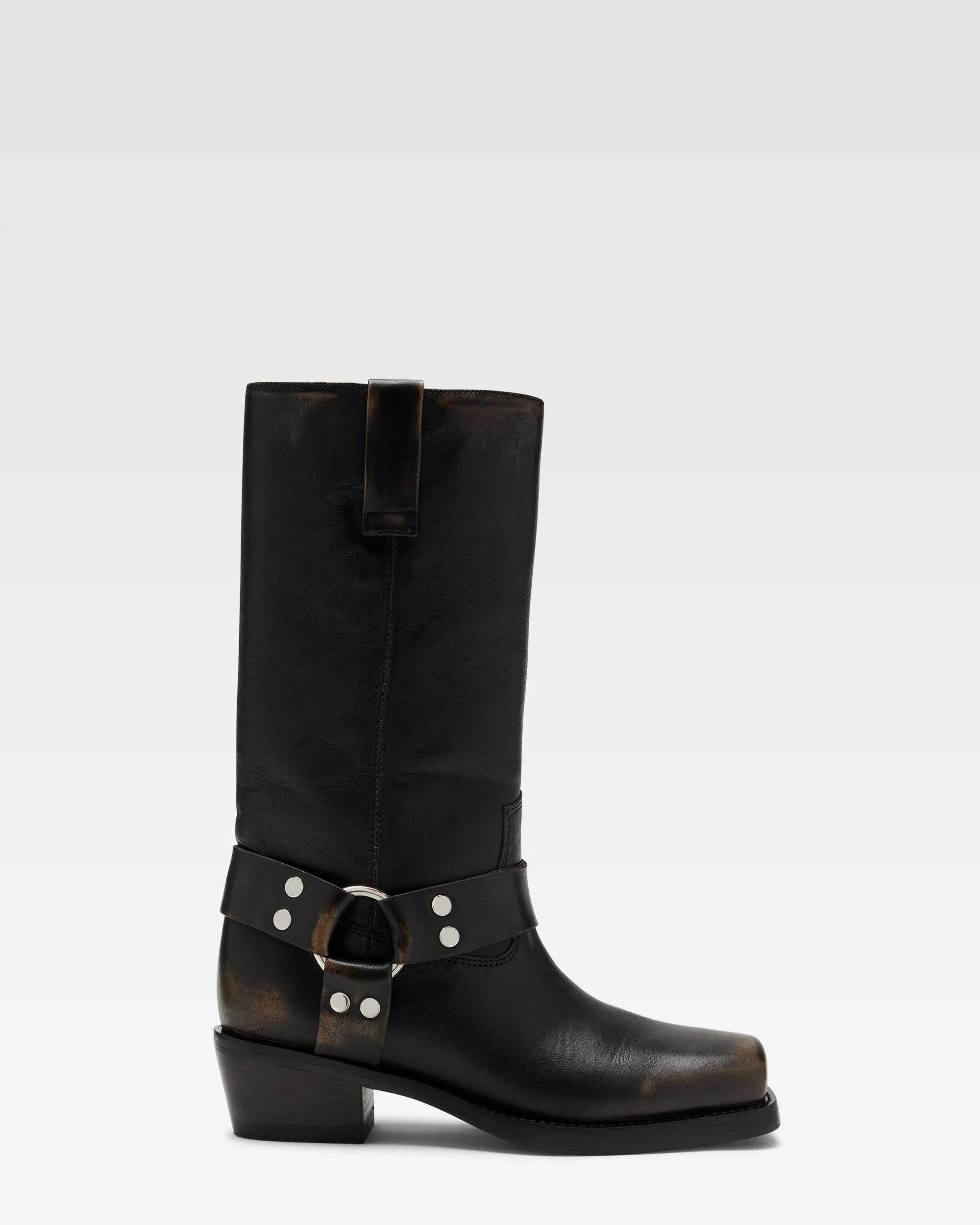 Black brushed leather boots
