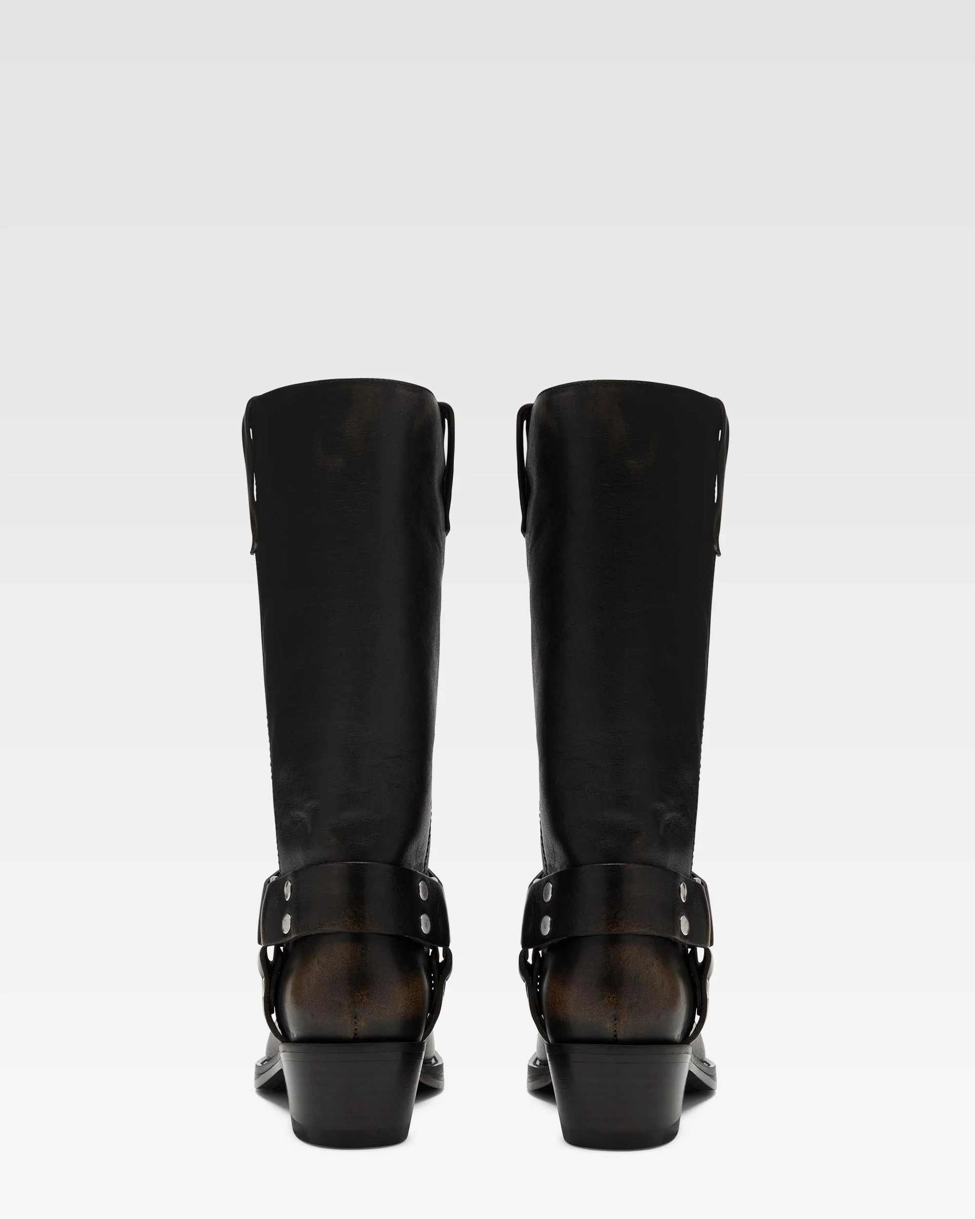 Black brushed leather boots