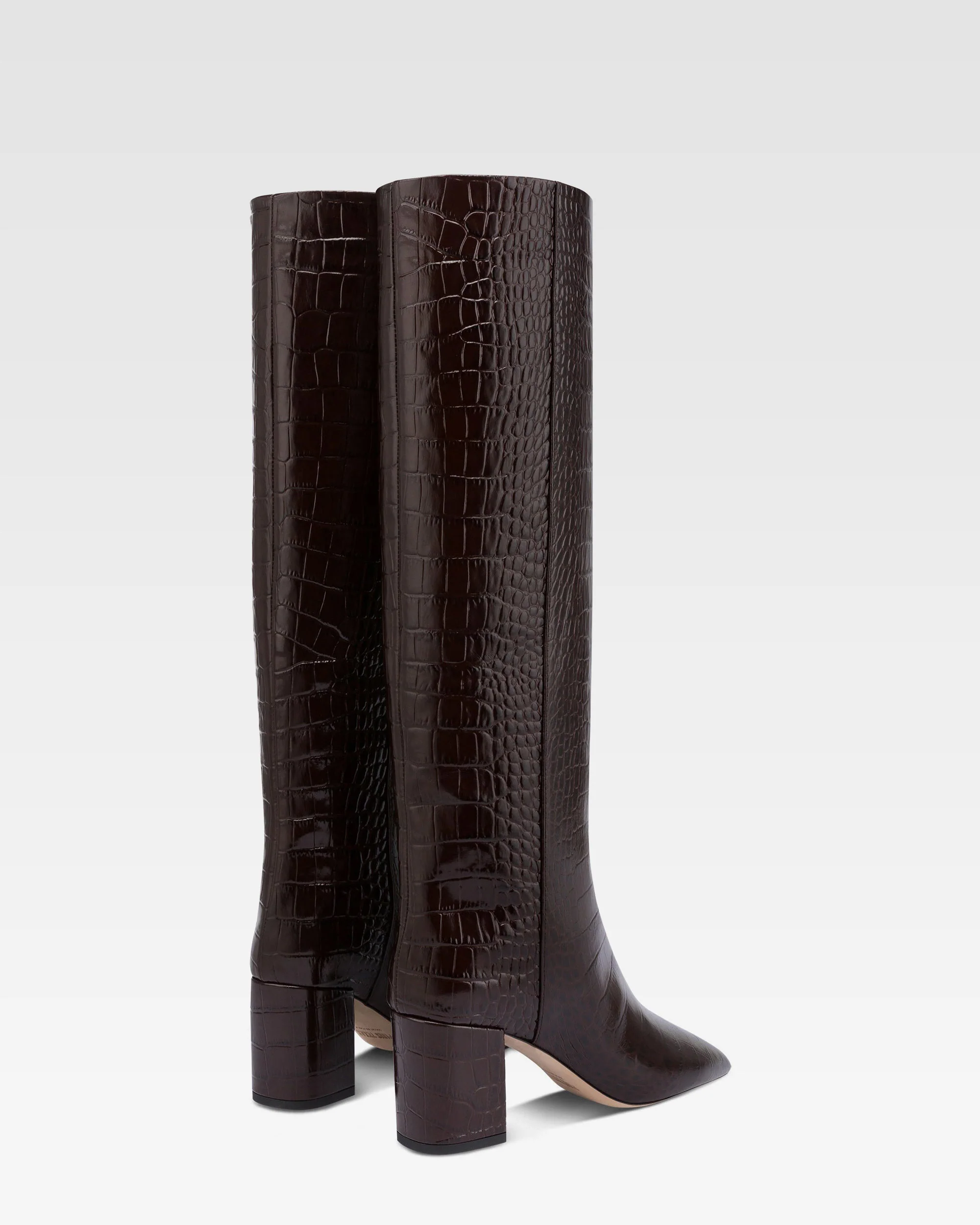 Boots in ebony croco-embossed leather 3 Boots in ebony croco-embossed leather