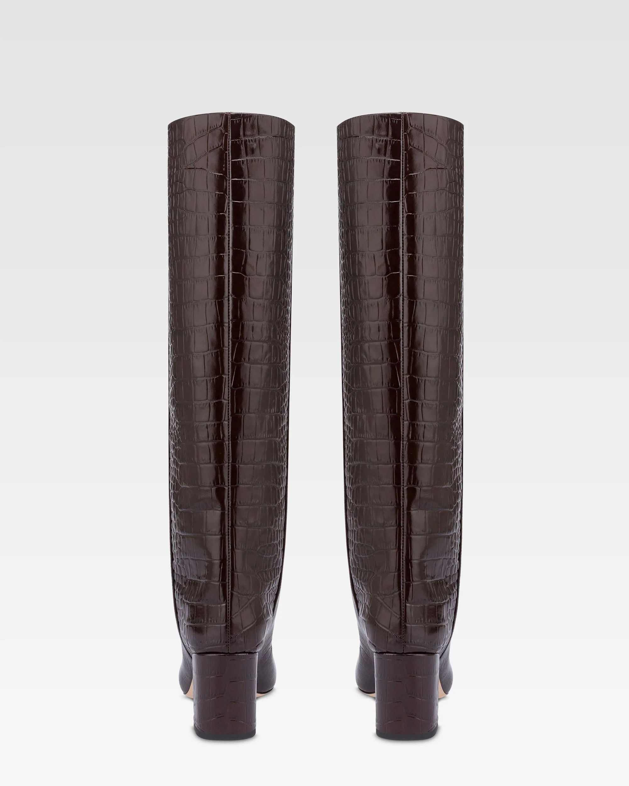 Boots in ebony croco-embossed leather 4 Boots in ebony croco-embossed leather