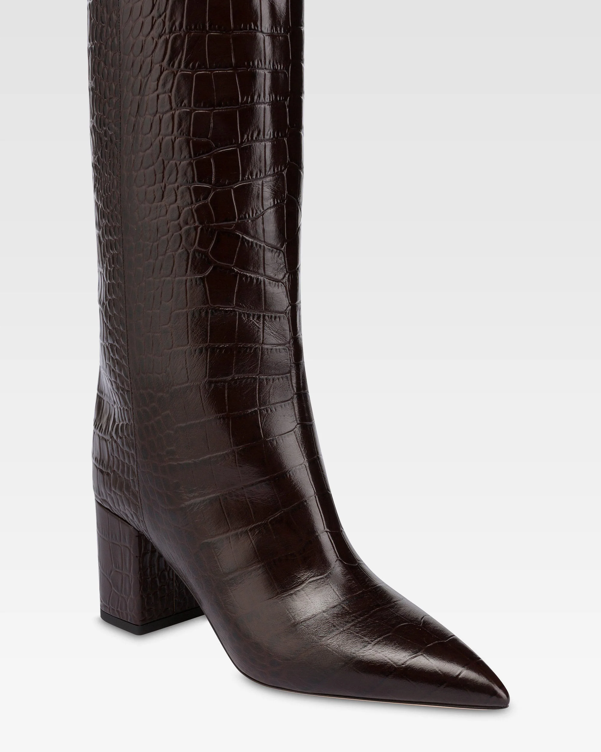 Boots in ebony croco-embossed leather 5 Boots in ebony croco-embossed leather