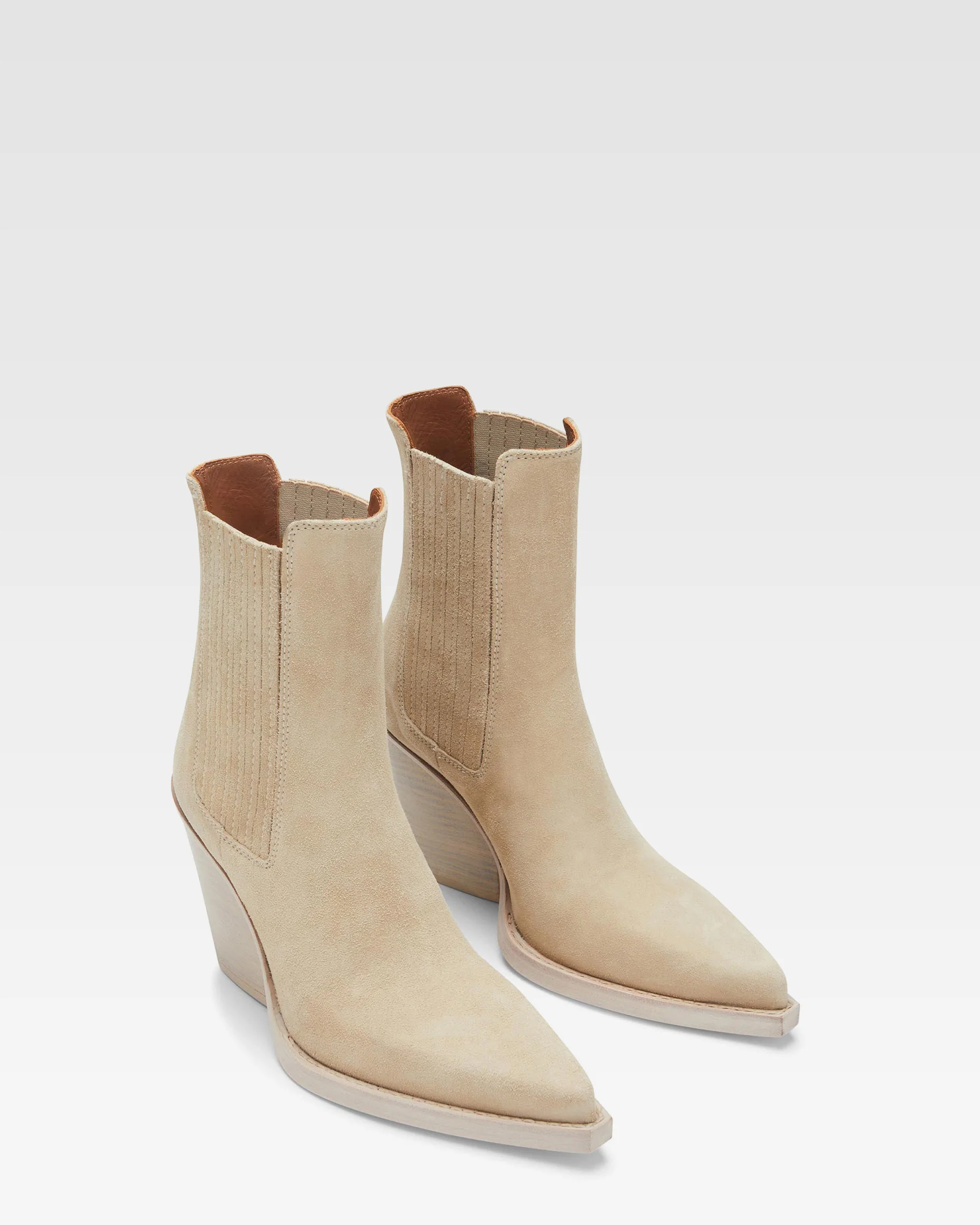 Angora calf suede ankle boots