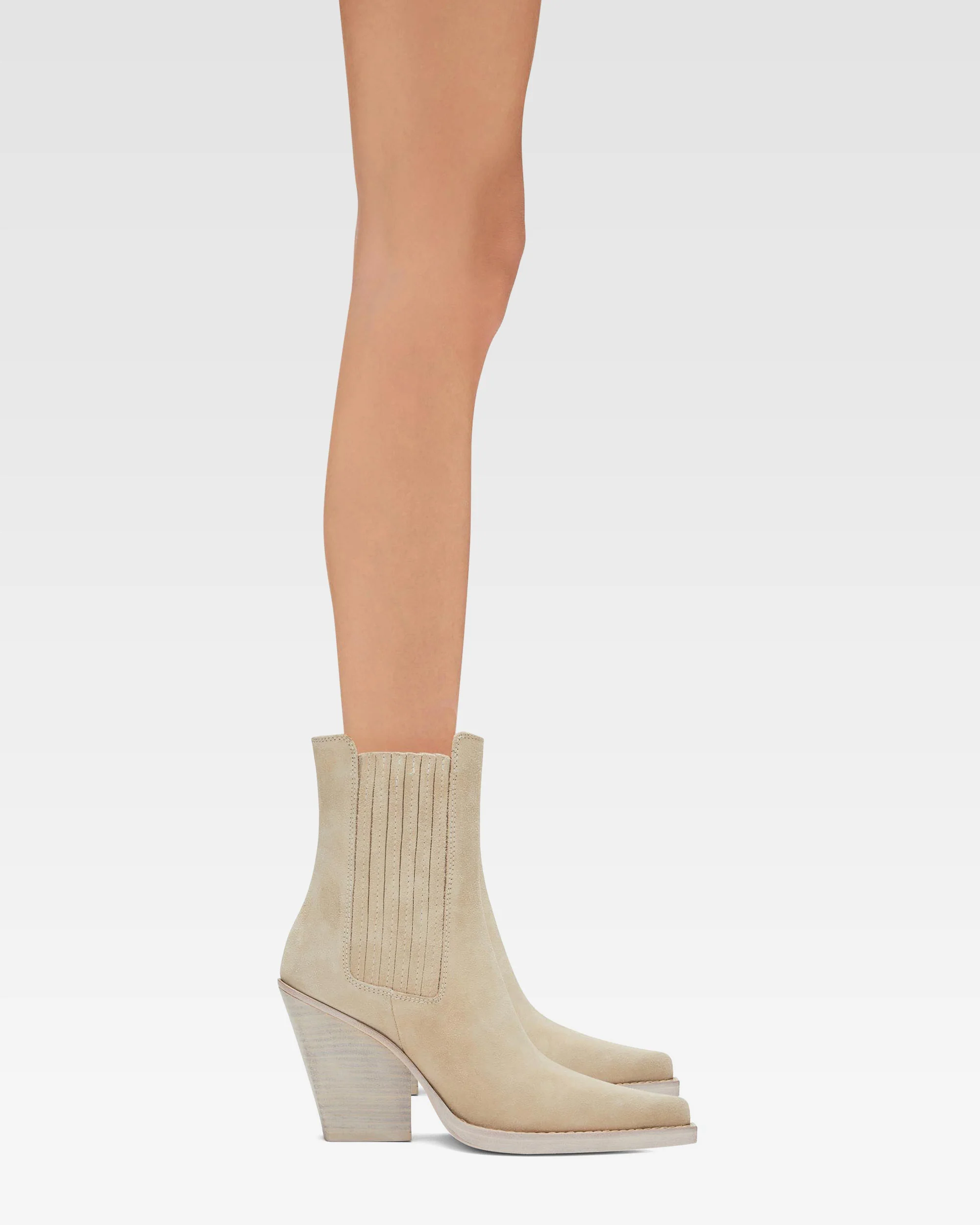 Angora calf suede ankle boots
