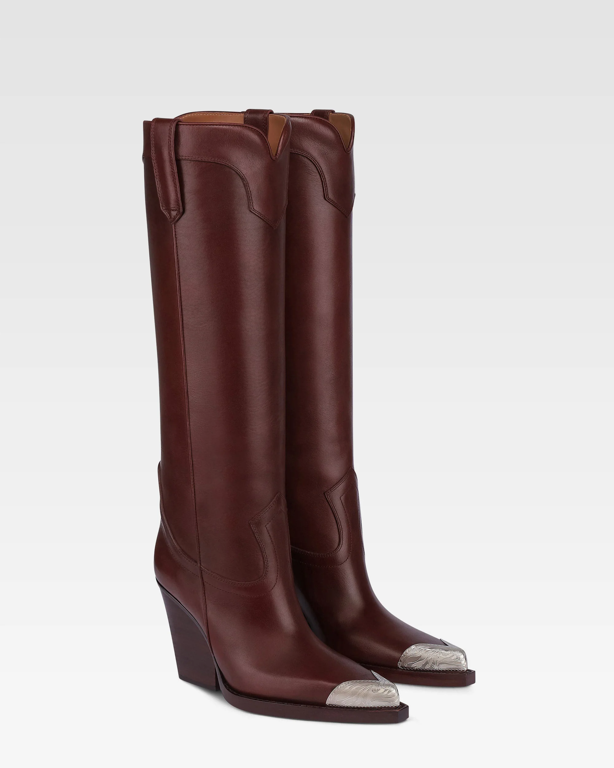 Texan boots in rouge noir calf leather