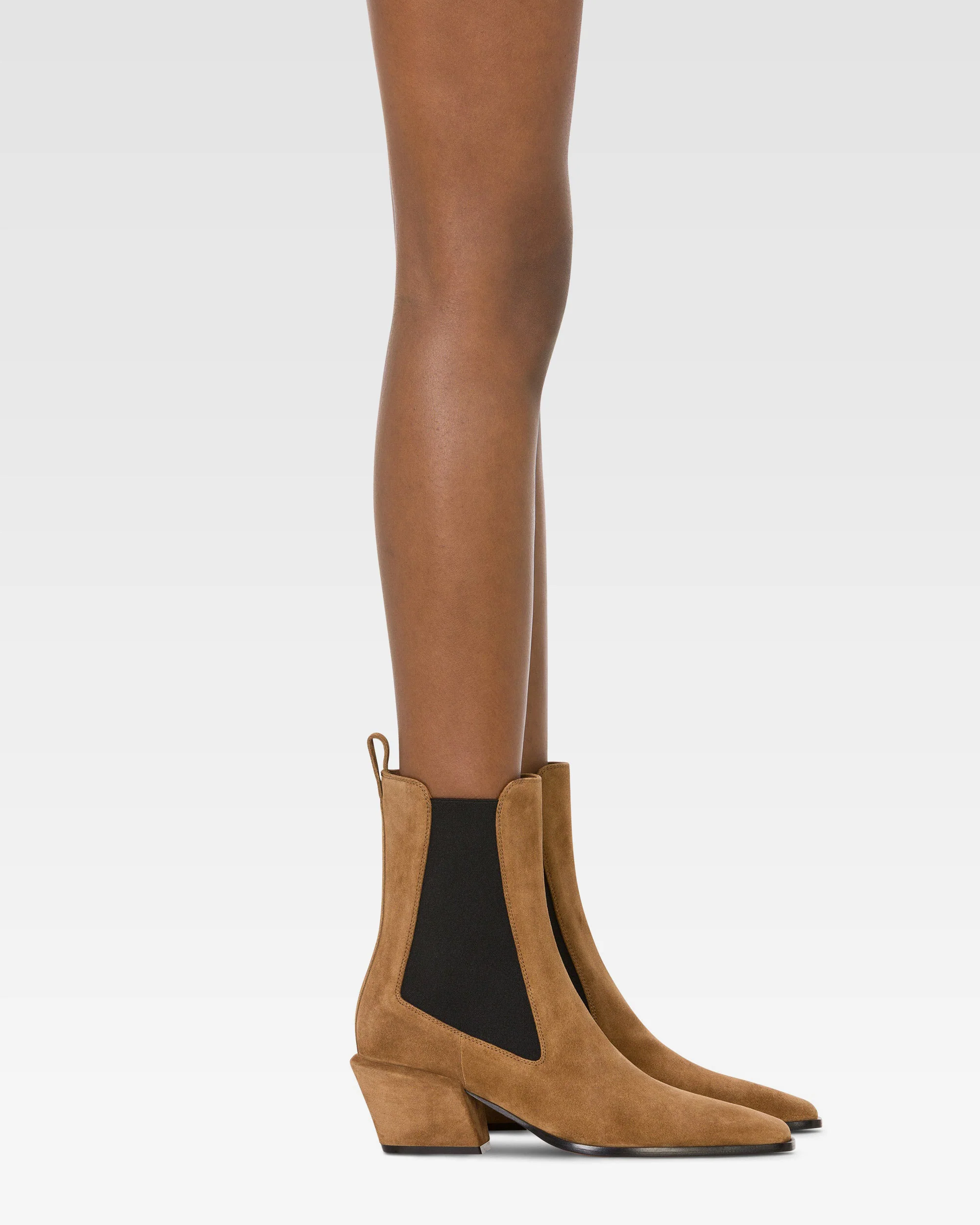 Ankle boots in brown calf suede leather
