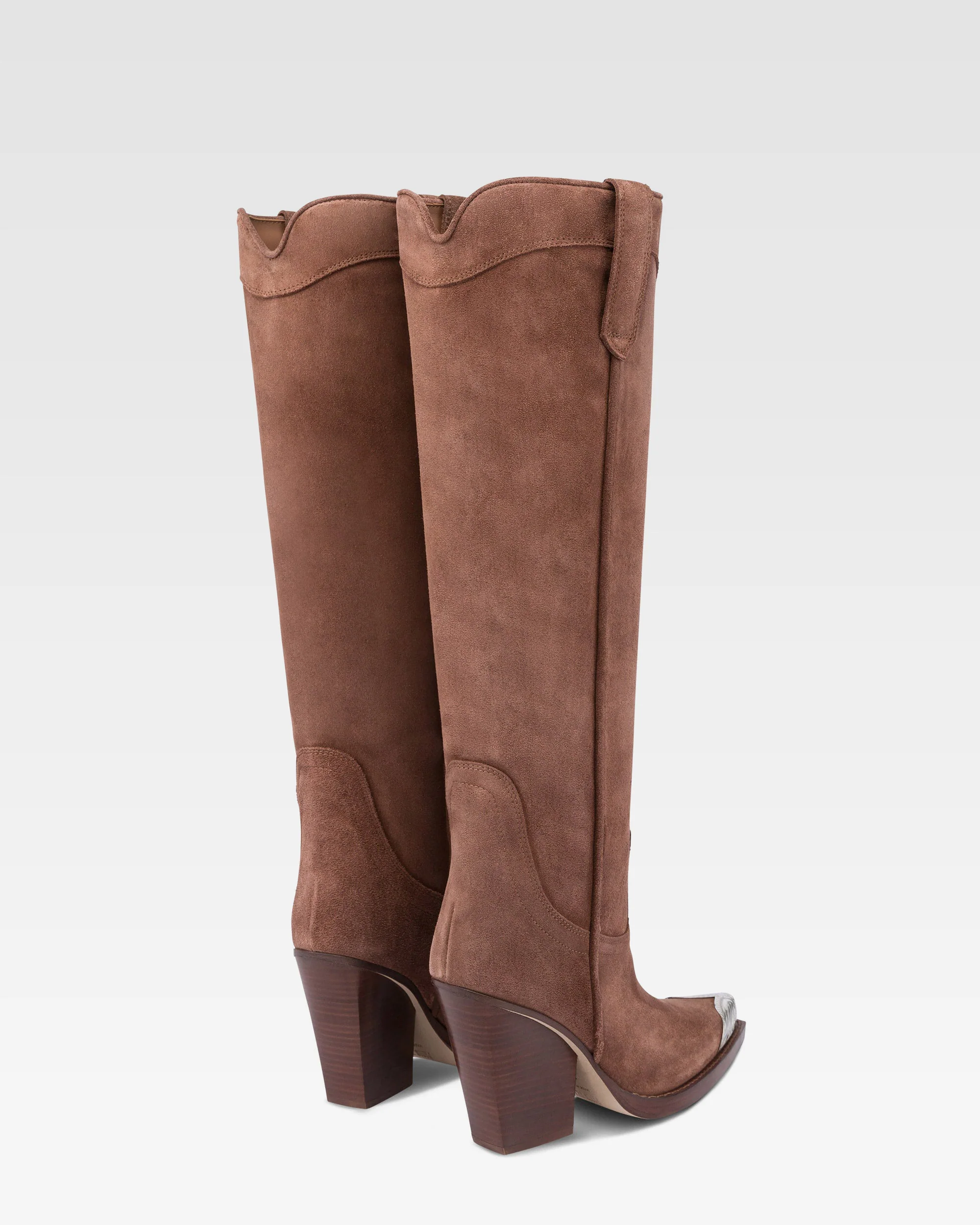 Texan boots in dark brown calf suede leather 3 Texan boots in dark brown calf suede leather