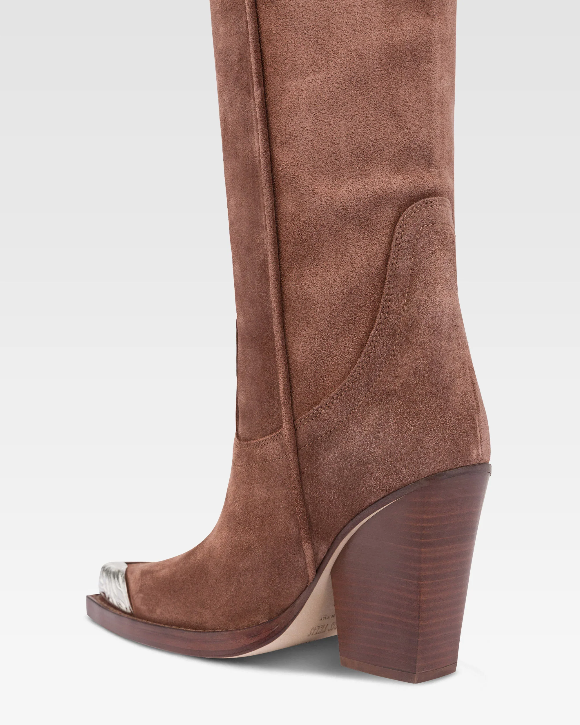 Texan boots in dark brown calf suede leather 5 Texan boots in dark brown calf suede leather