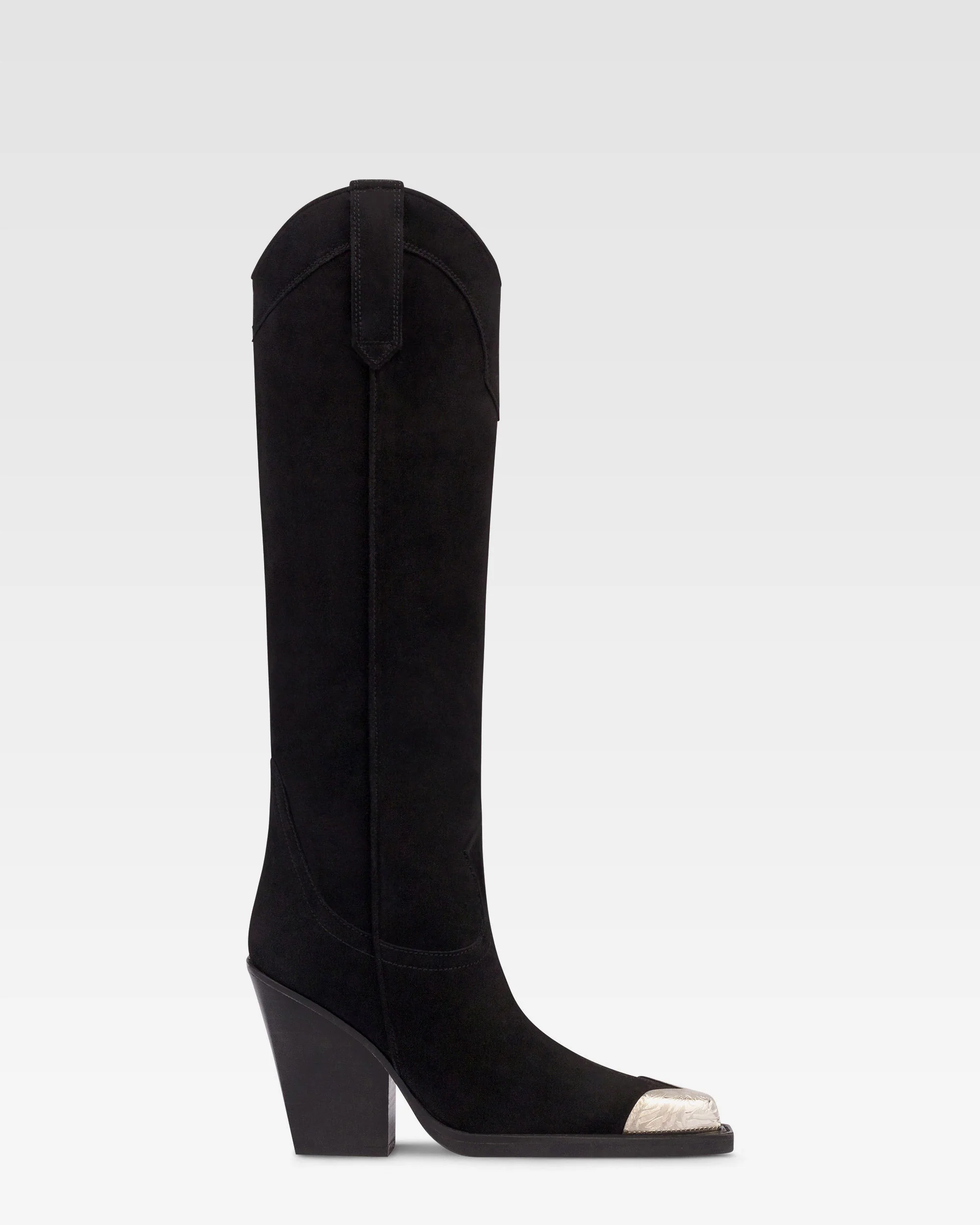 Black suede Texan boot