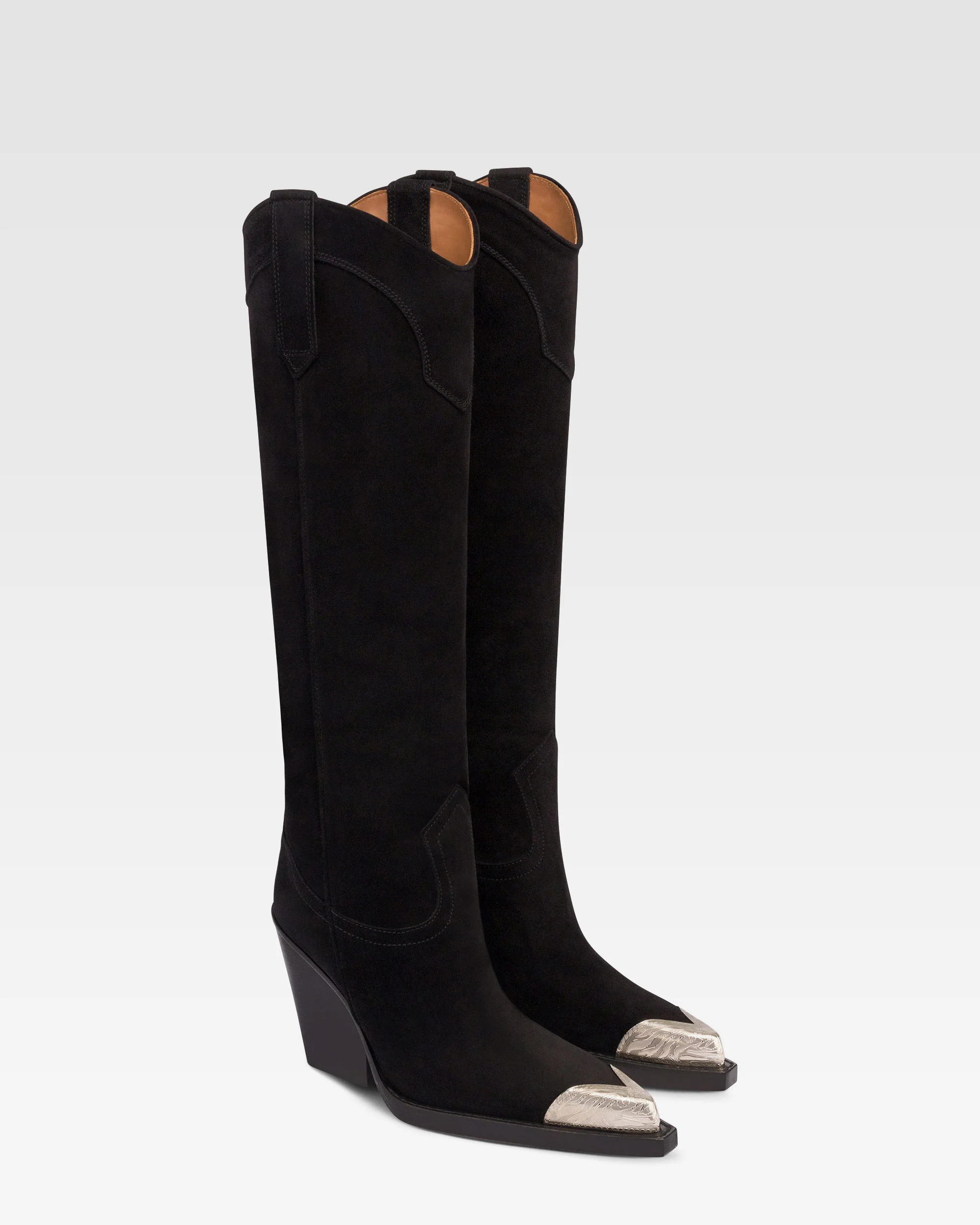 Black suede Texan boot