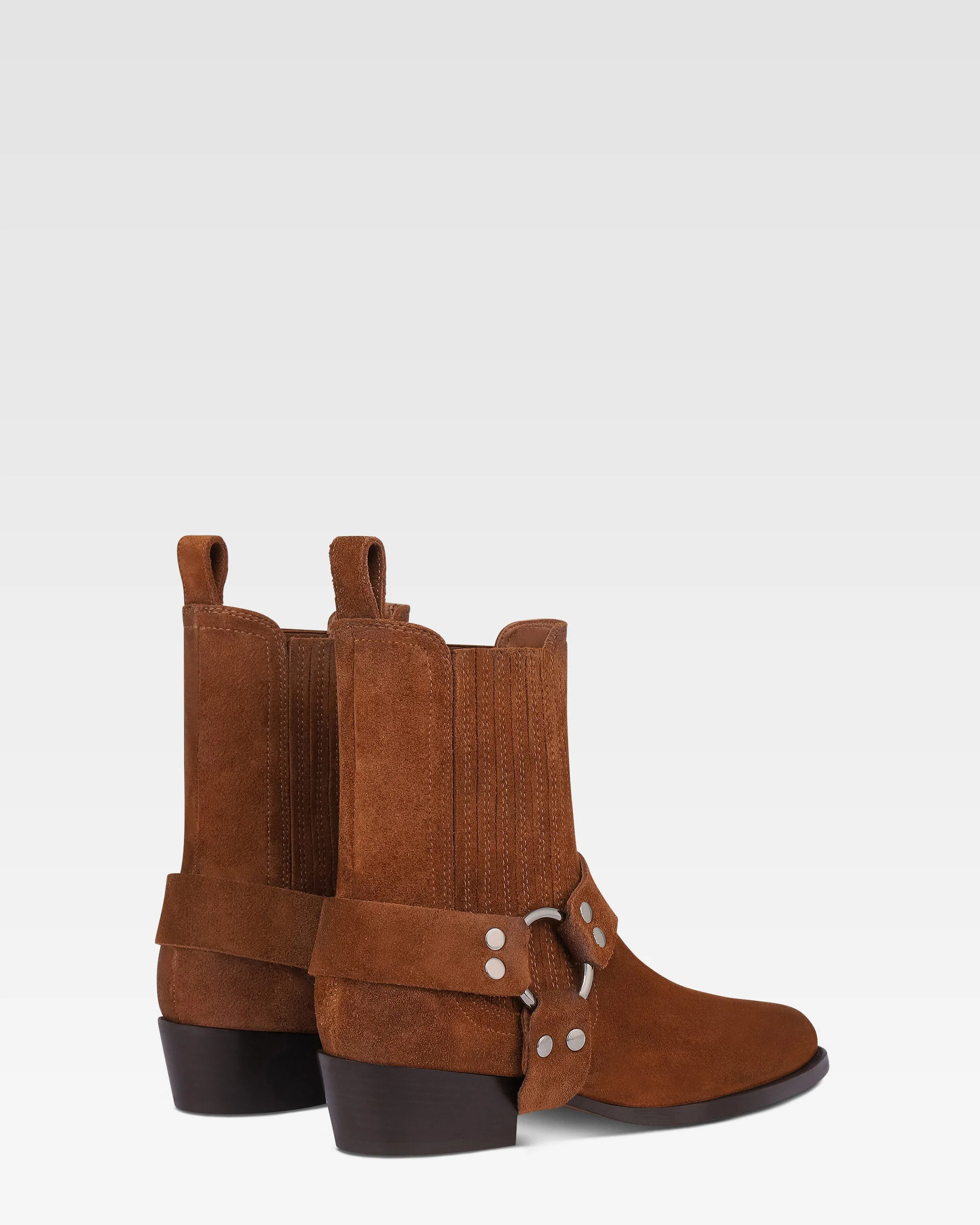 Ankle boots in cognac calf suede leather 3 Ankle boots in cognac calf suede leather