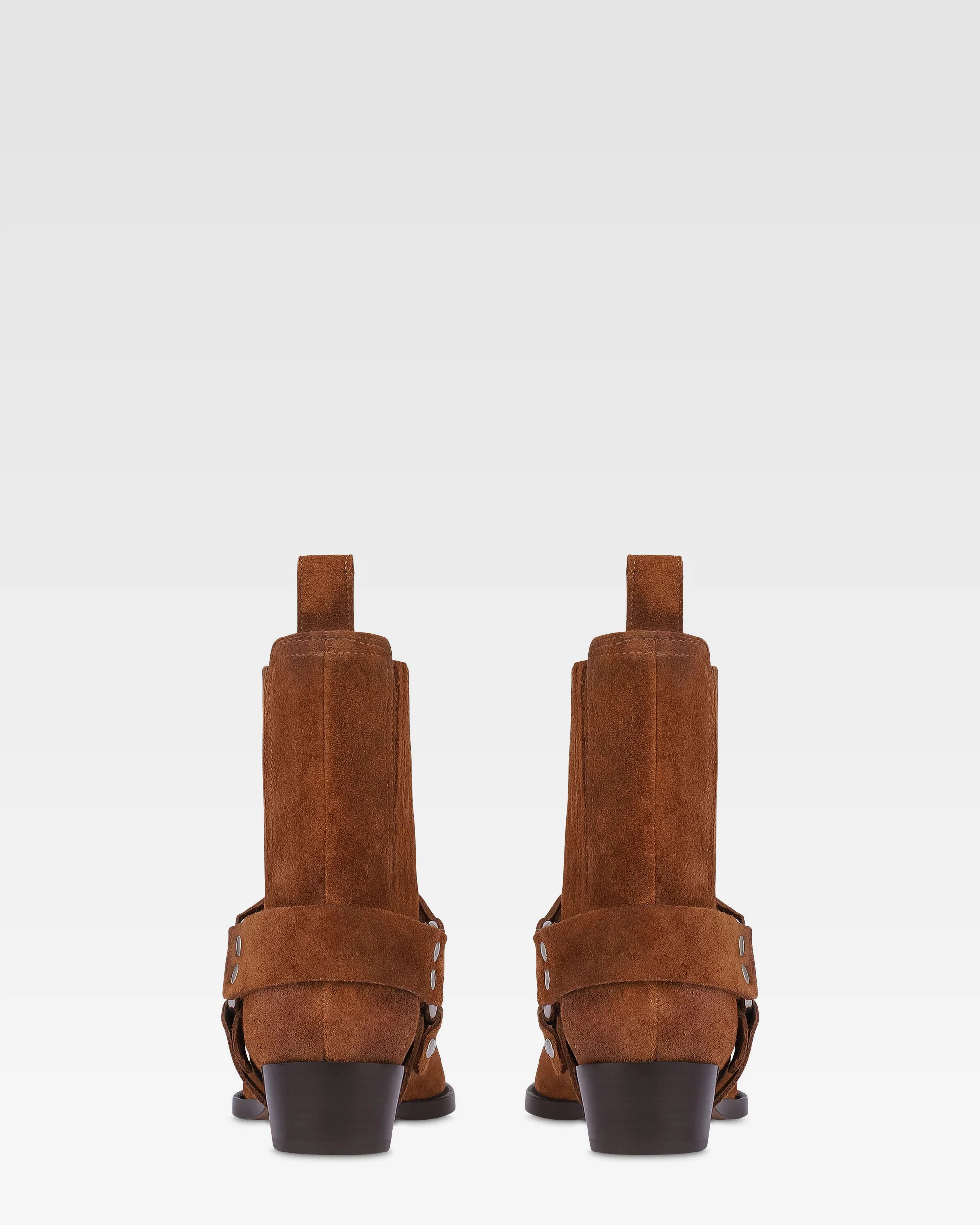 Ankle boots in cognac calf suede leather 4 Ankle boots in cognac calf suede leather