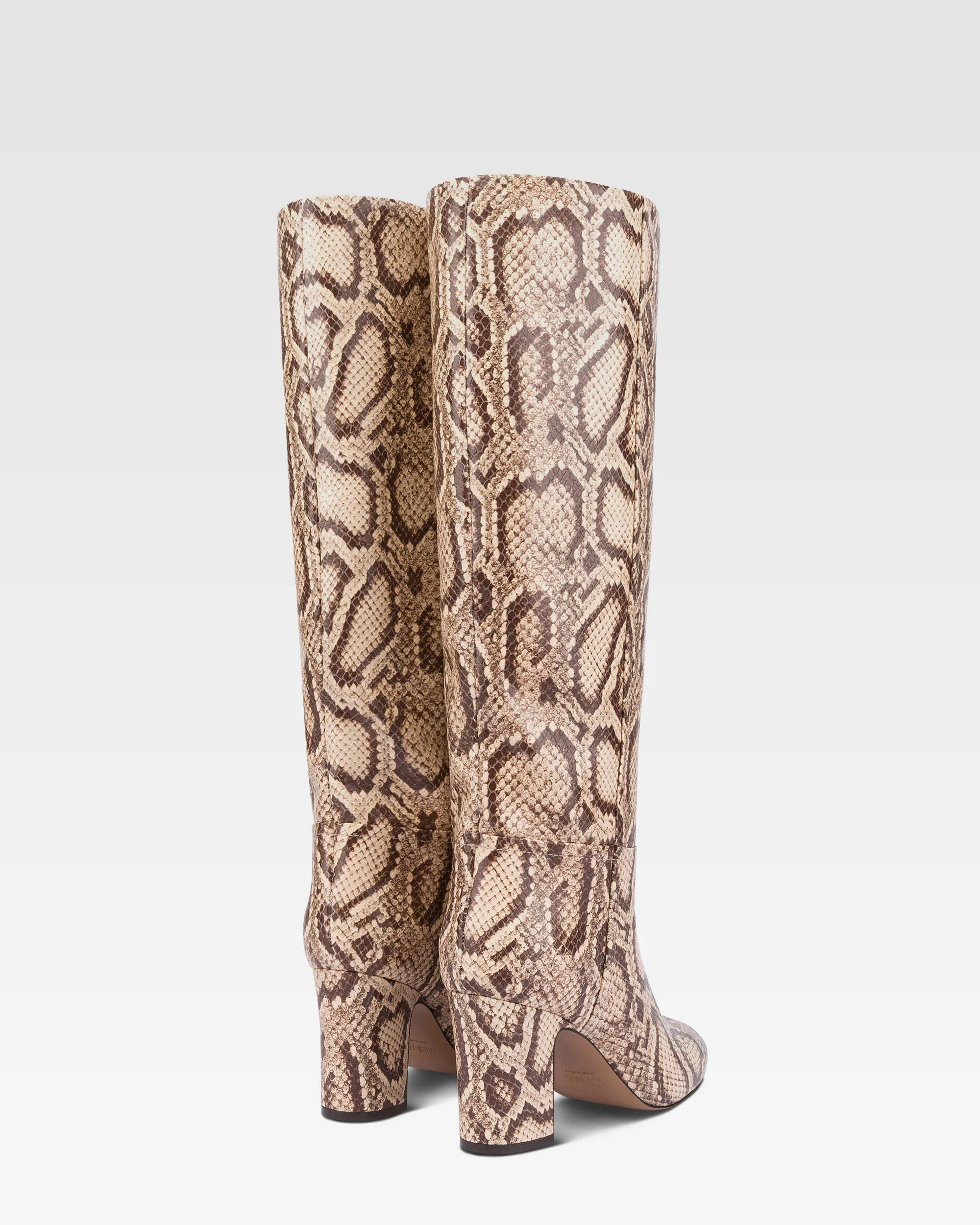 Boots in white and dark brown python printed leather 3 Boots in white and dark brown python printed leather