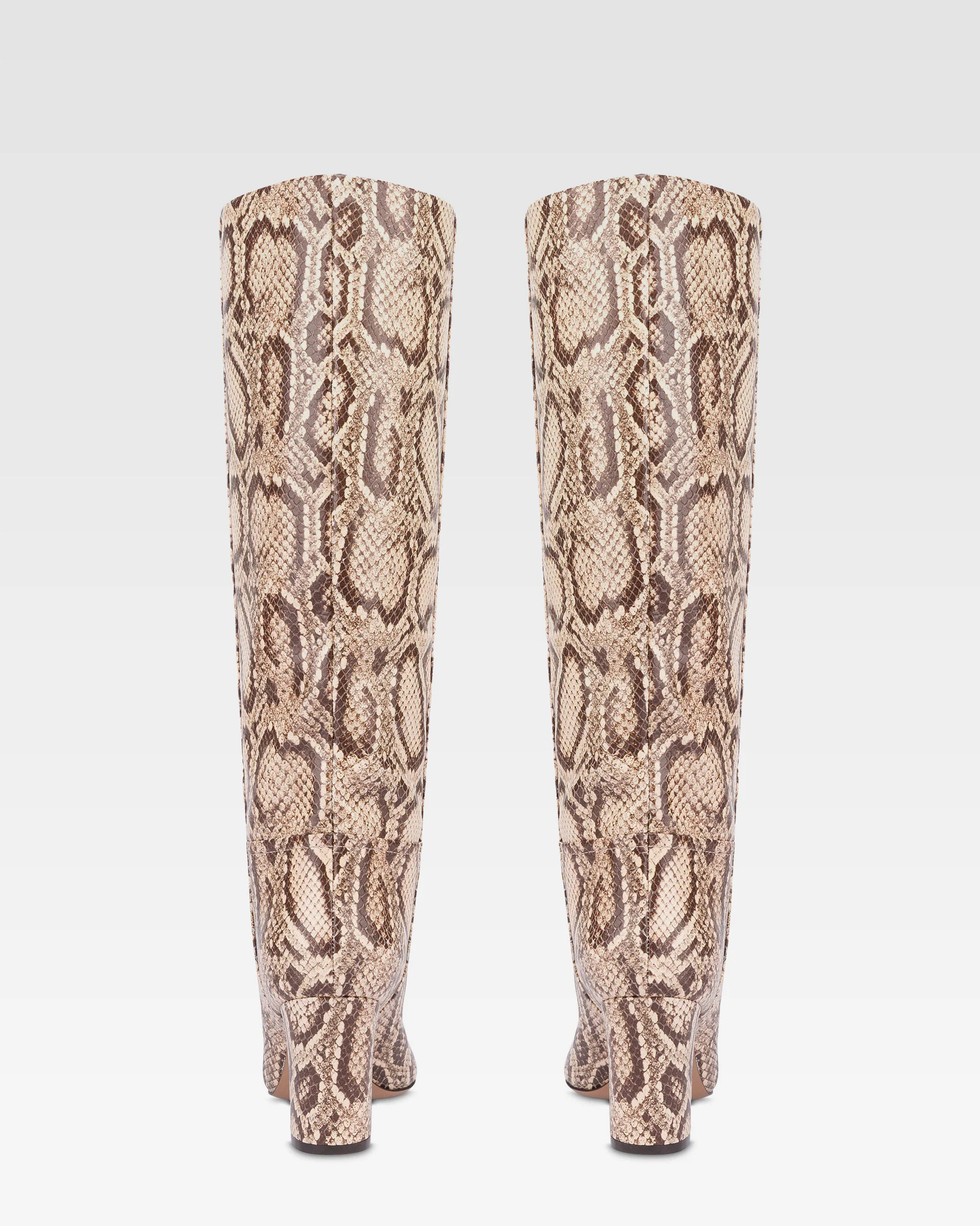 Boots in white and dark brown python printed leather 4 Boots in white and dark brown python printed leather