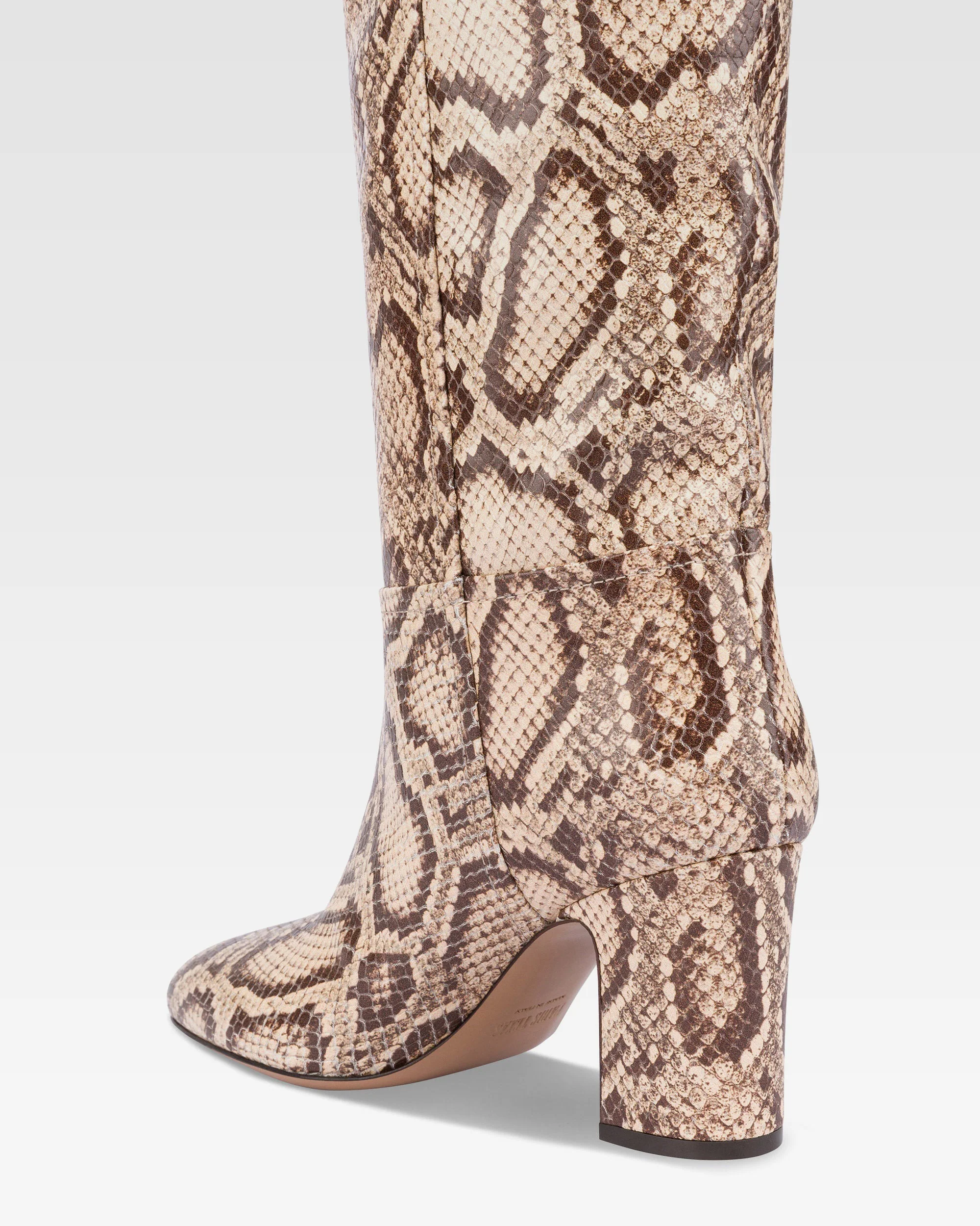 Boots in white and dark brown python printed leather 5 Boots in white and dark brown python printed leather