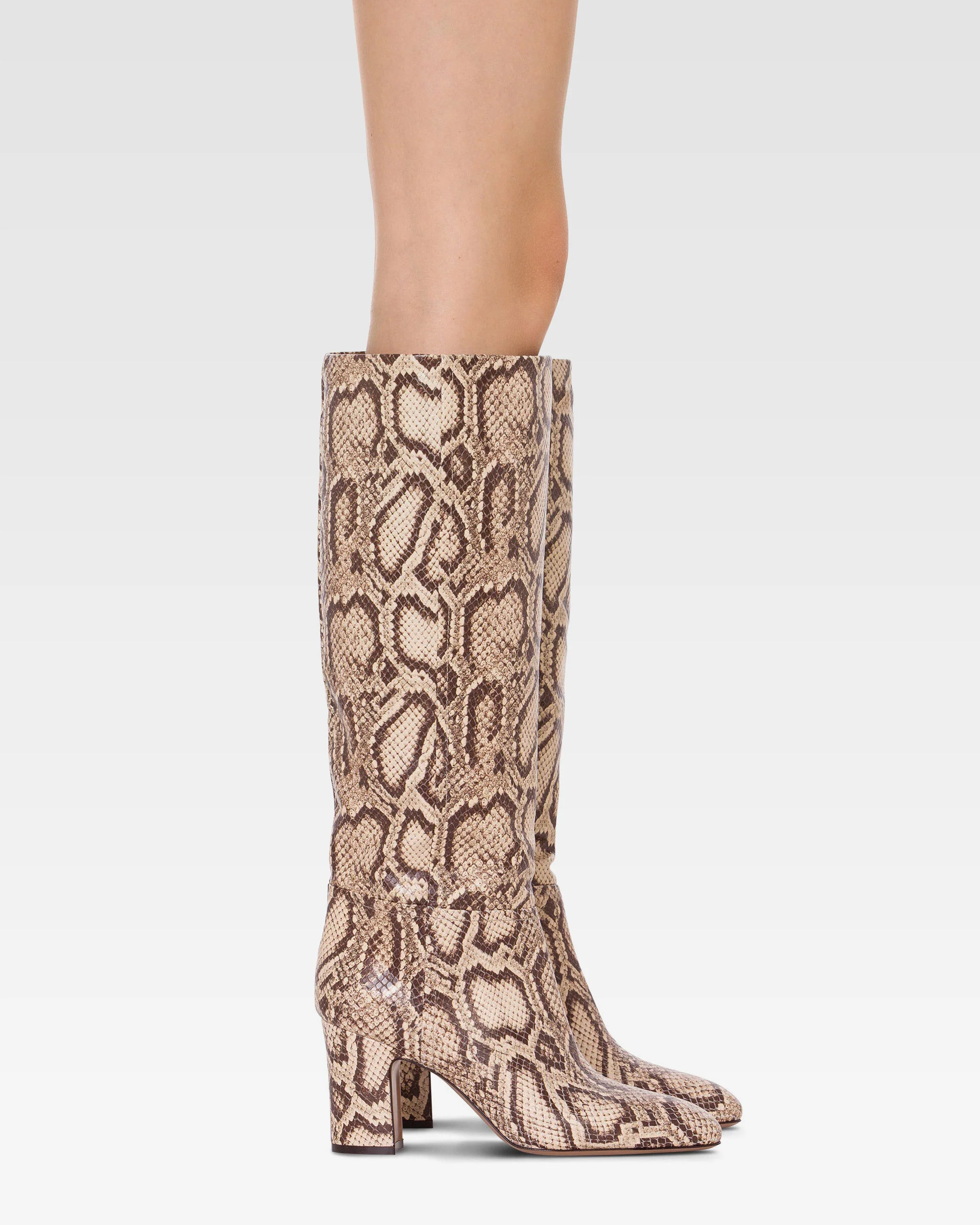 Boots in white and dark brown python printed leather 6 Boots in white and dark brown python printed leather