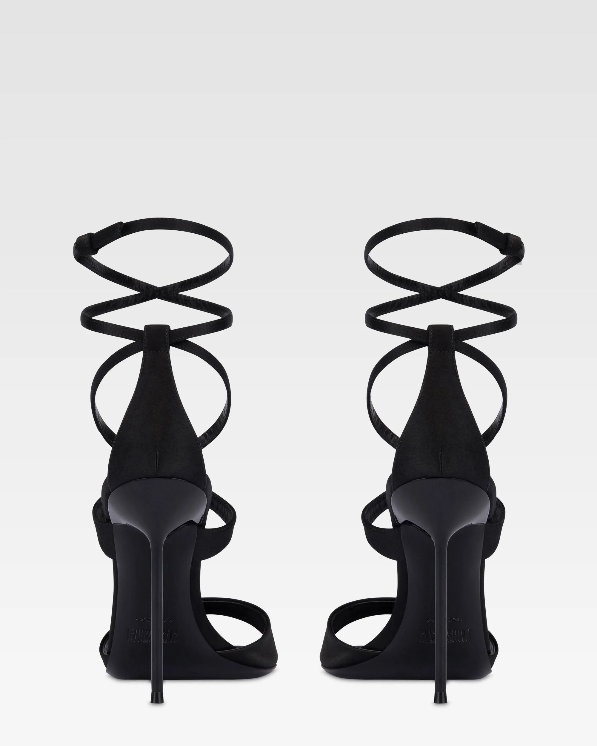 Ankle-strap sandals in black satin 4 Ankle-strap sandals in black satin