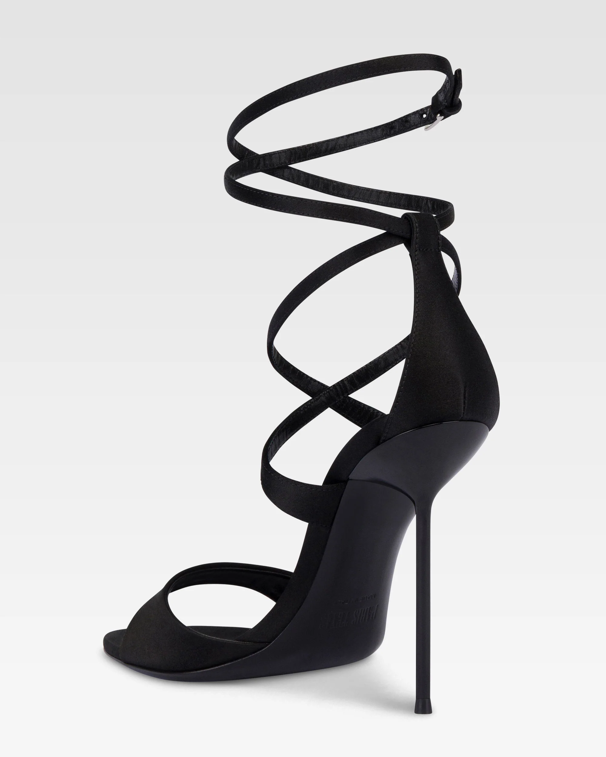 Ankle-strap sandals in black satin 5 Ankle-strap sandals in black satin