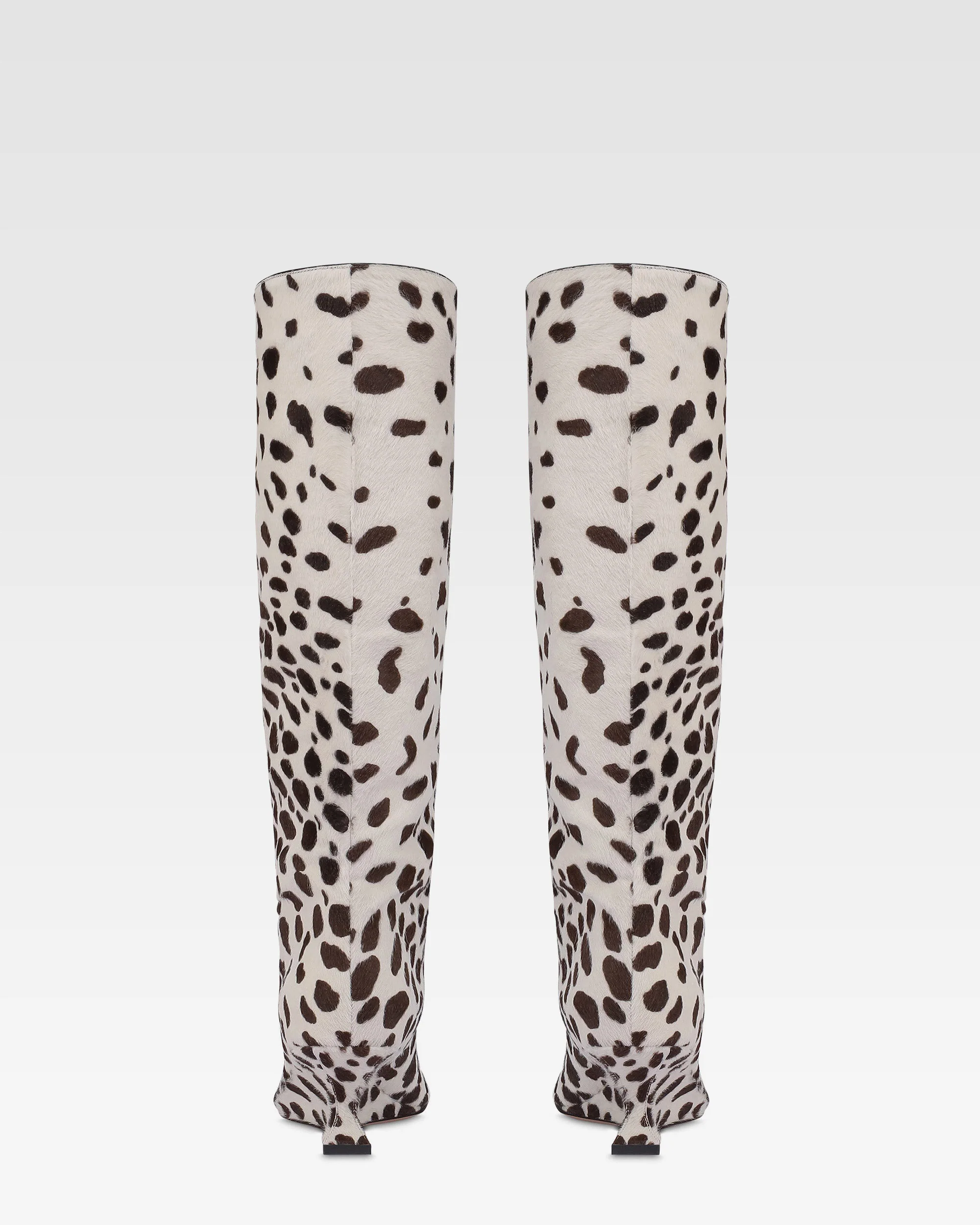 Boots in white and dark brown printed cowhide 4 Boots in white and dark brown printed cowhide