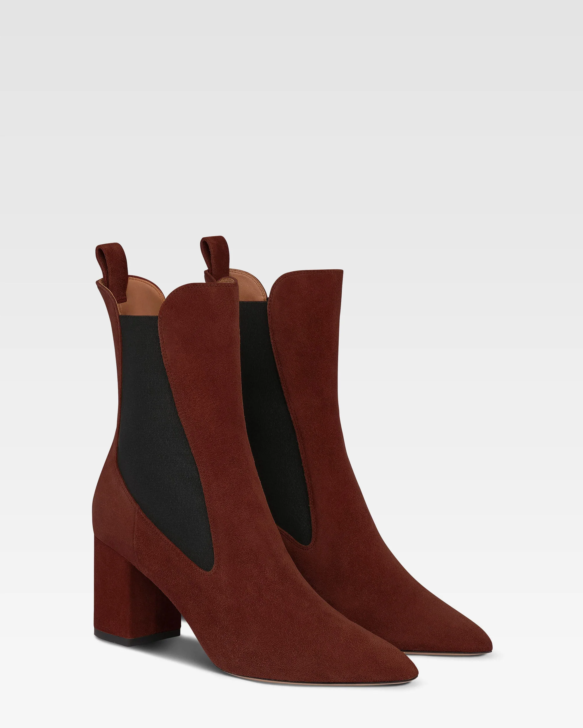 Ankle boots in mahogany calf suede leather