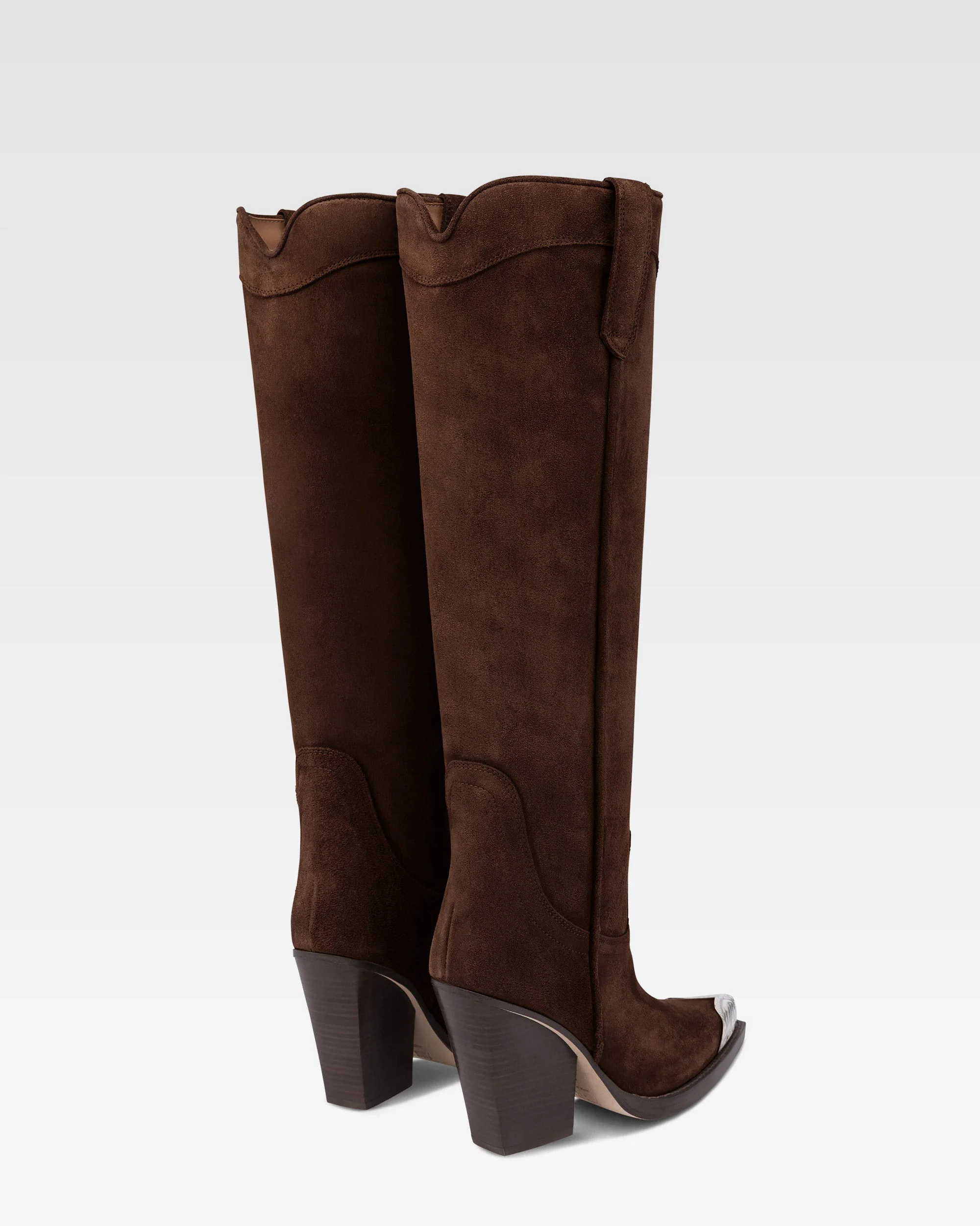 Texan boots in chocolate calf suede leather 3 Texan boots in chocolate calf suede leather