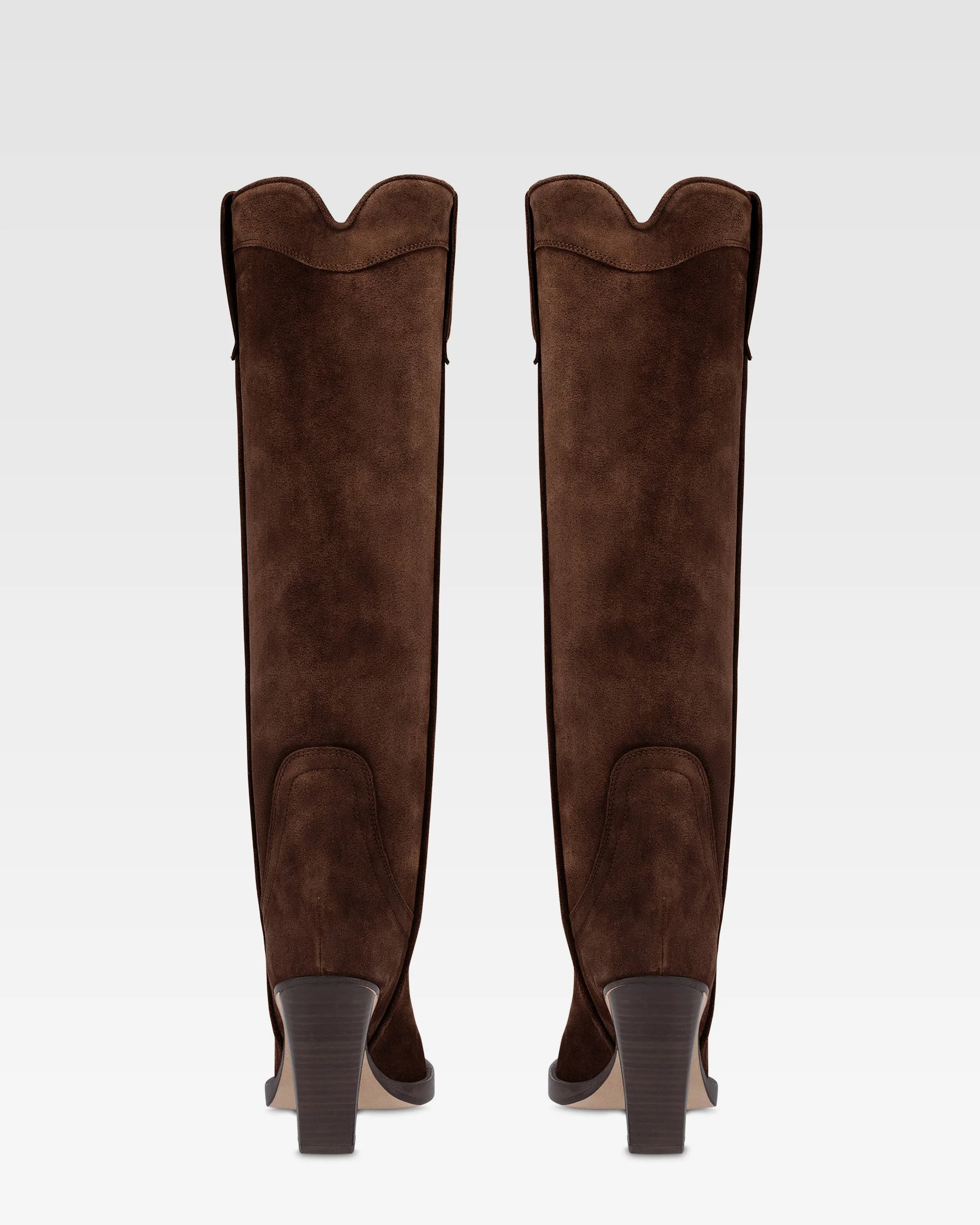 Texan boots in chocolate calf suede leather 4 Texan boots in chocolate calf suede leather