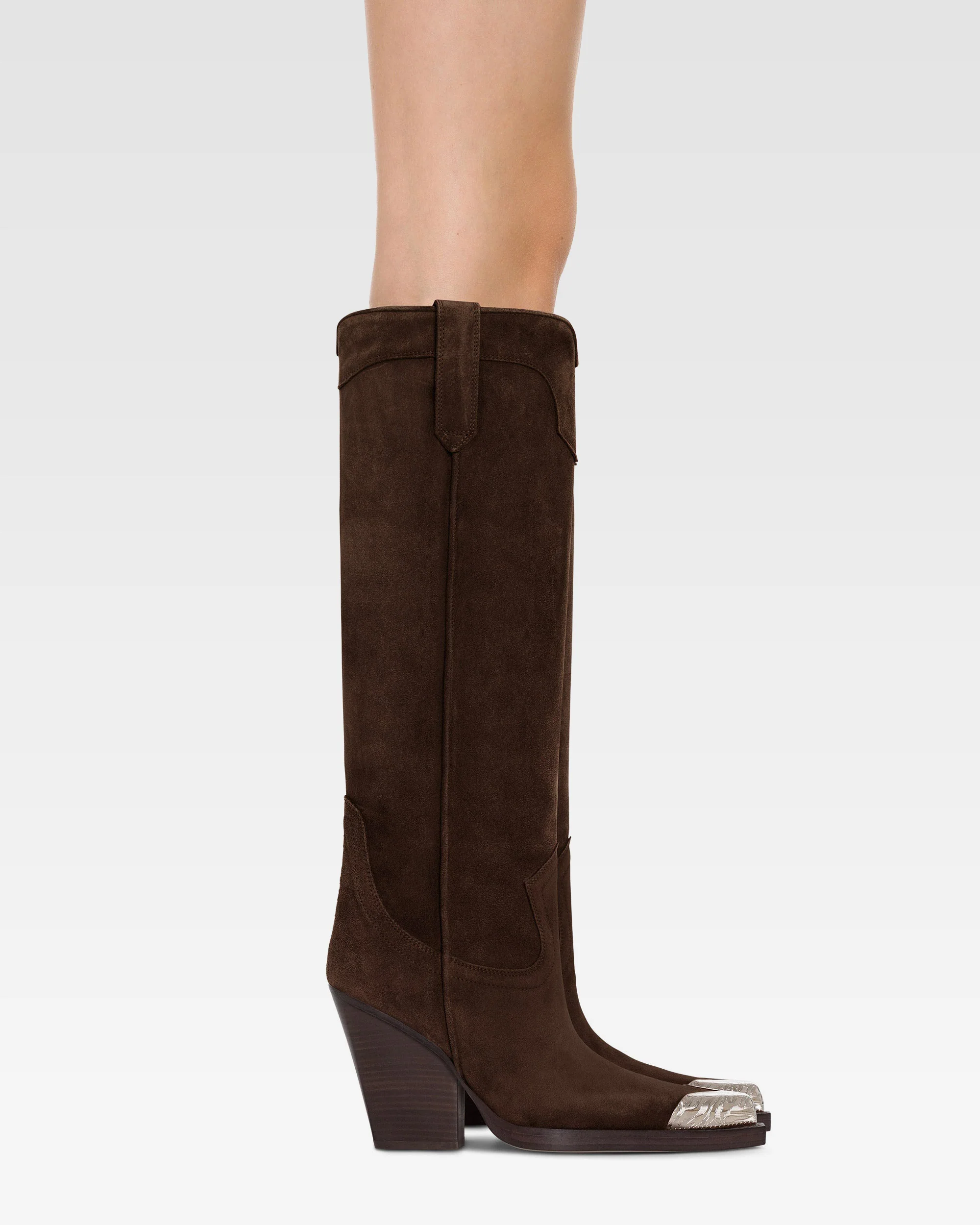 Texan boots in chocolate calf suede leather 6 Texan boots in chocolate calf suede leather