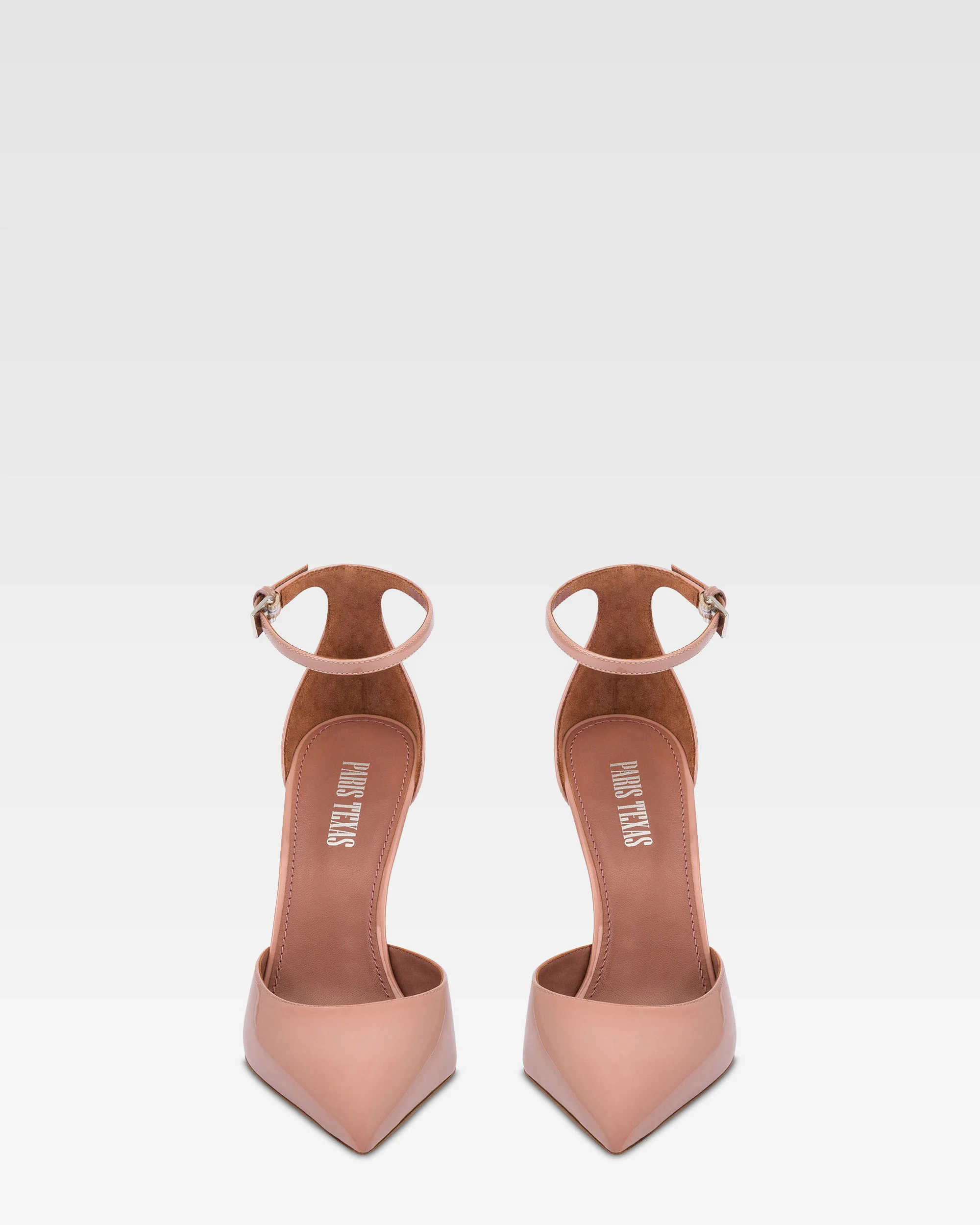 Ankle-strap pumps in dark phard patent leather