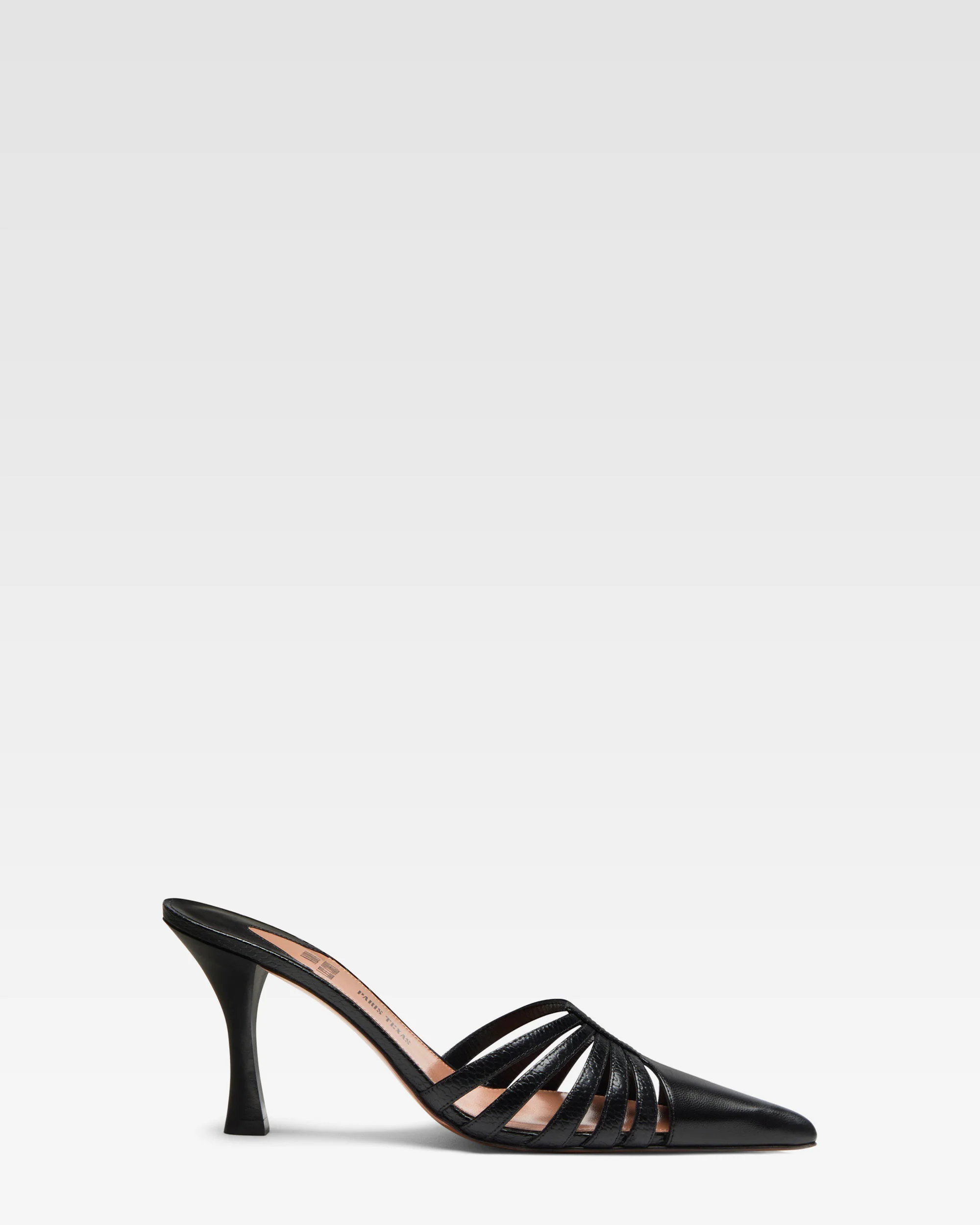 Black leather cut-out mule