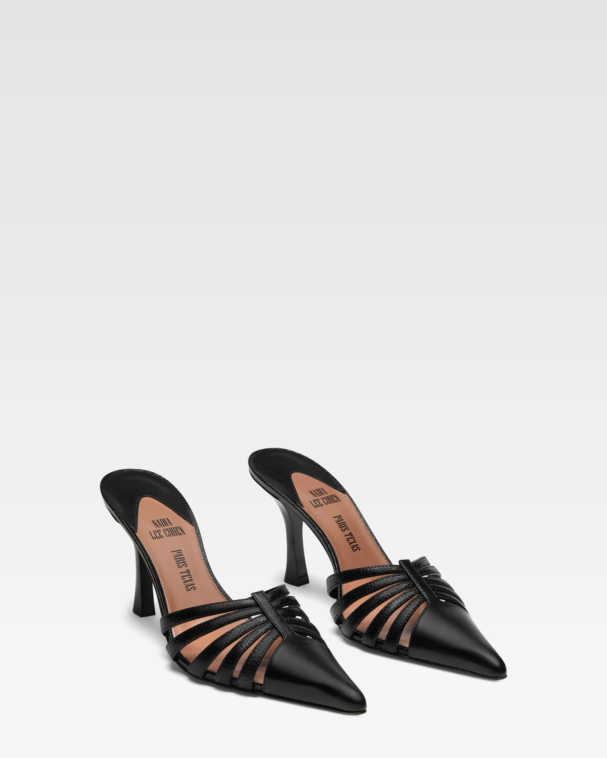 Black leather cut-out mule