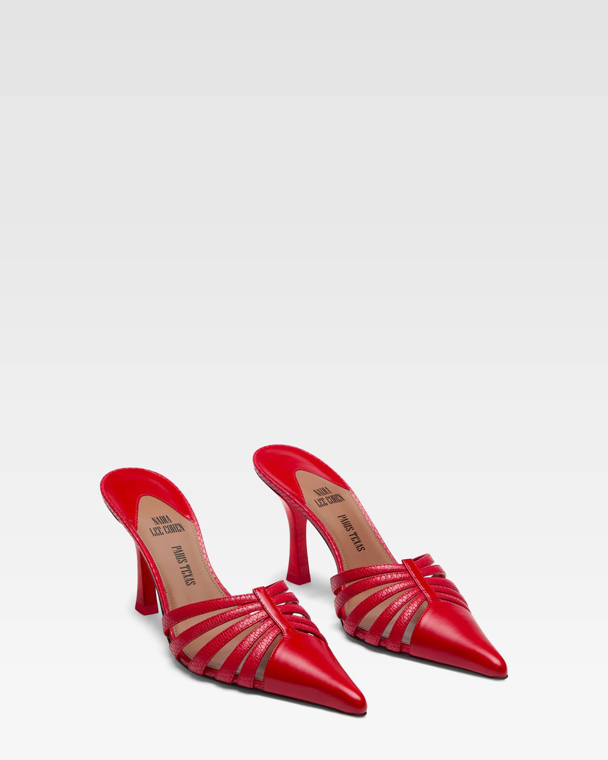 Red leather cut-out mule