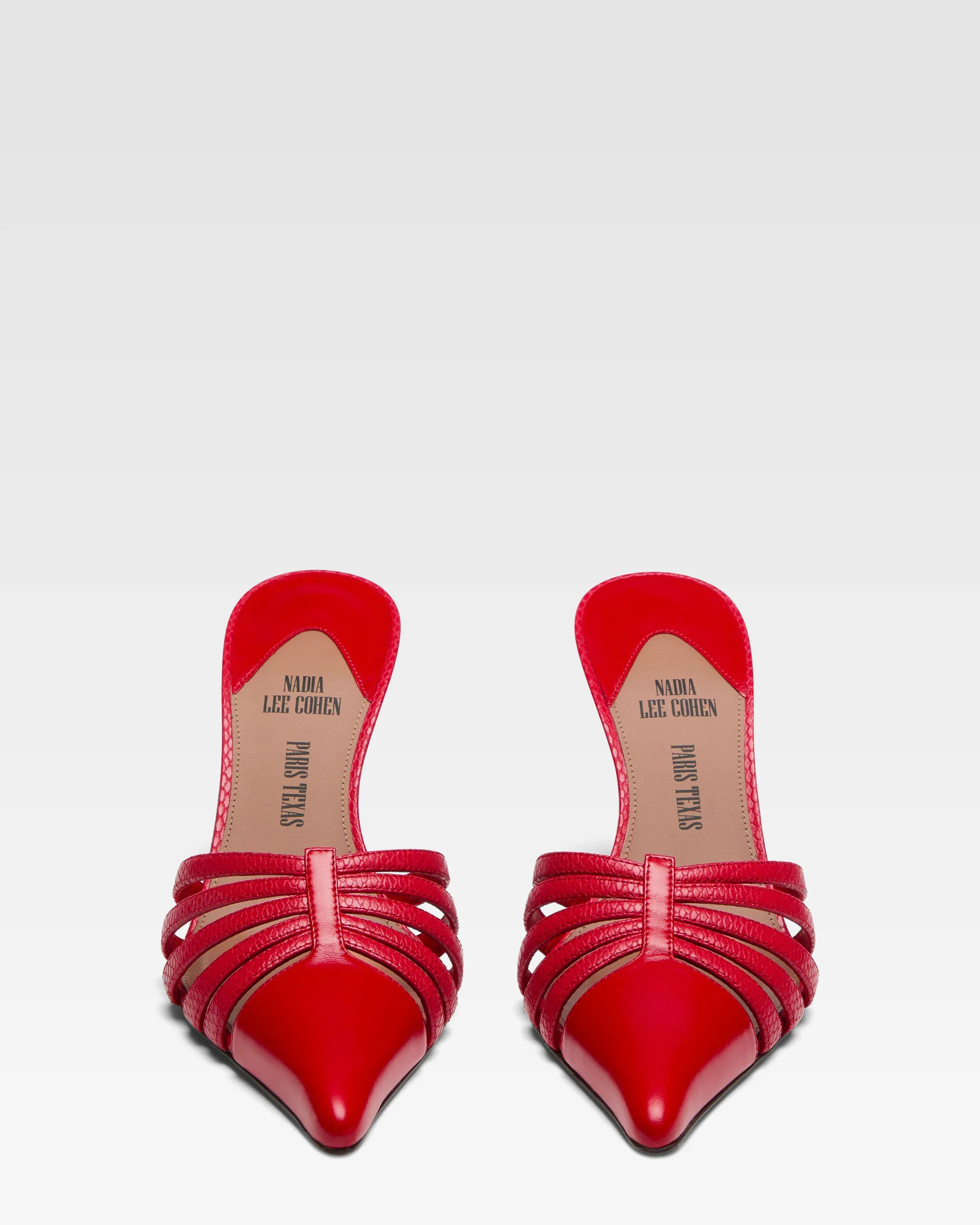 Red leather cut-out mule