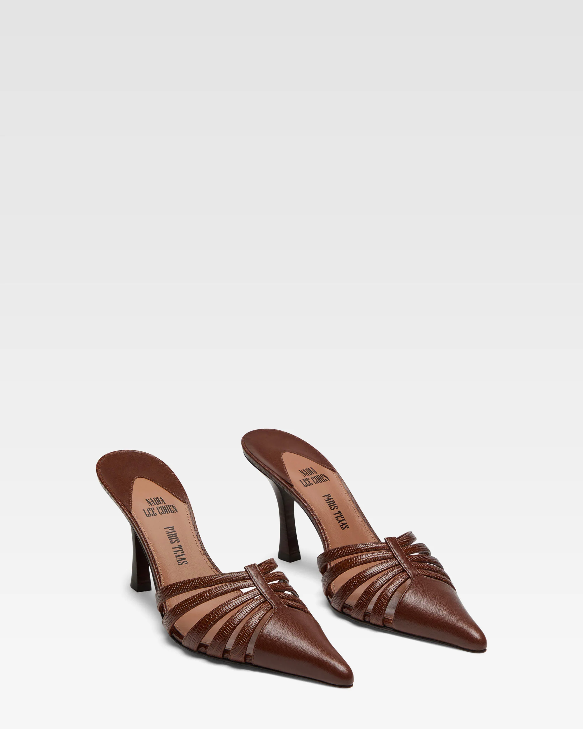Brown leather cut-out mule