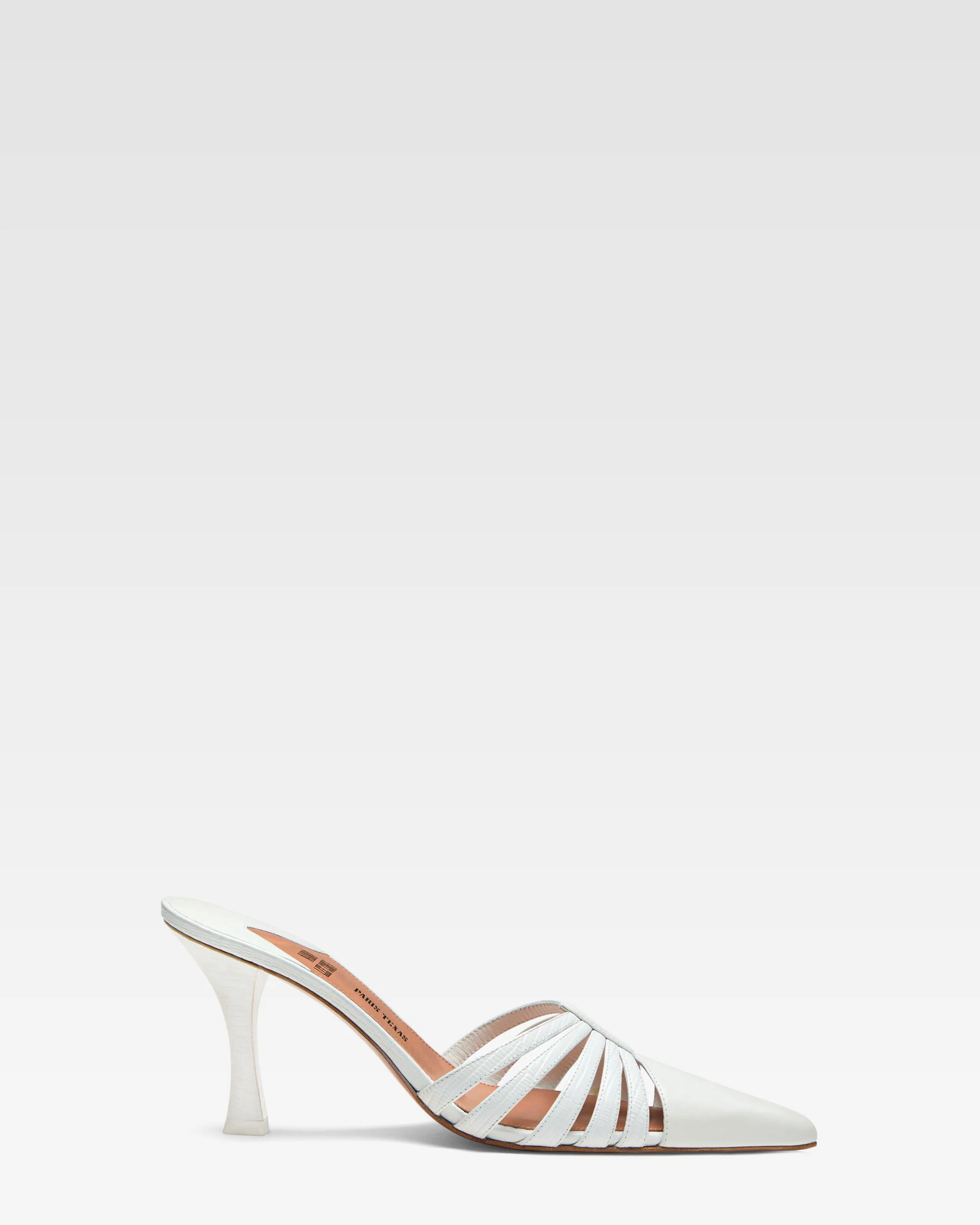 White leather cut-out mule
