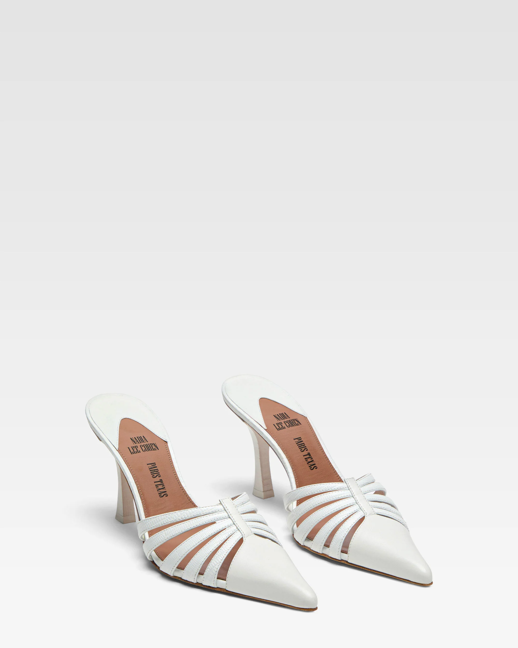 White leather cut-out mule