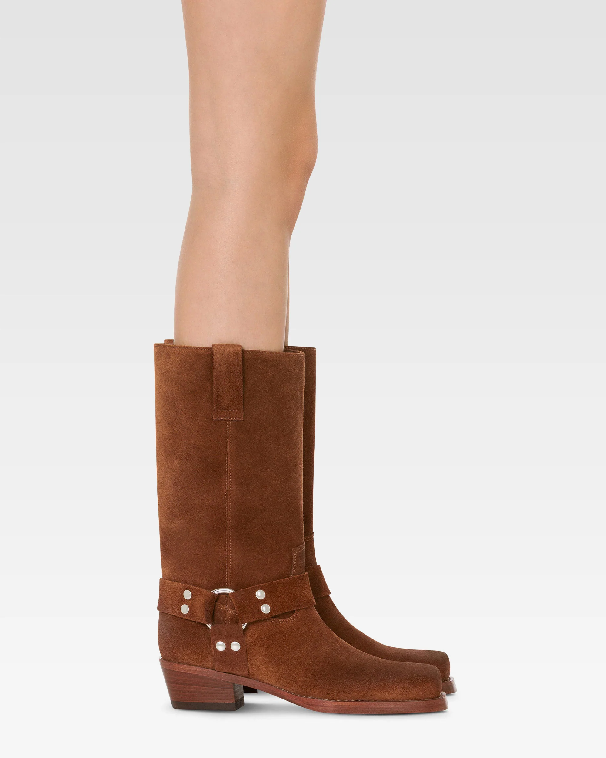 Boots in cognac calf suede leather