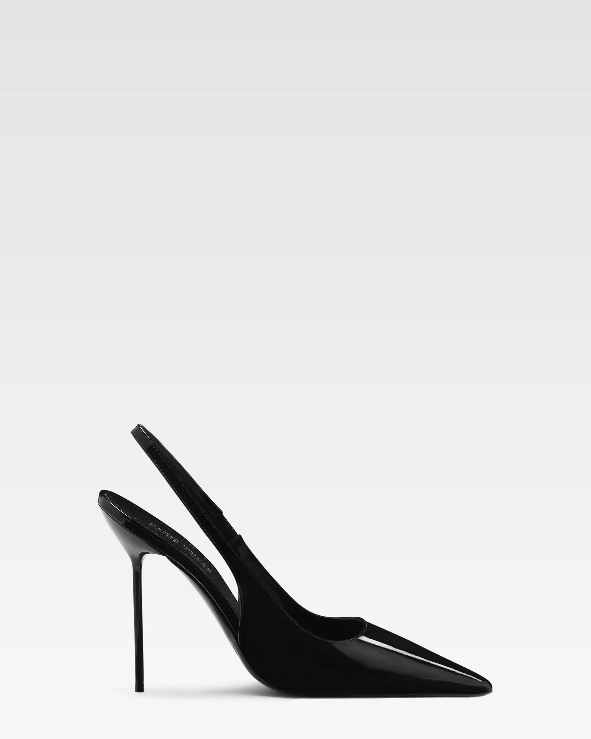 Black patent leather slingbacks