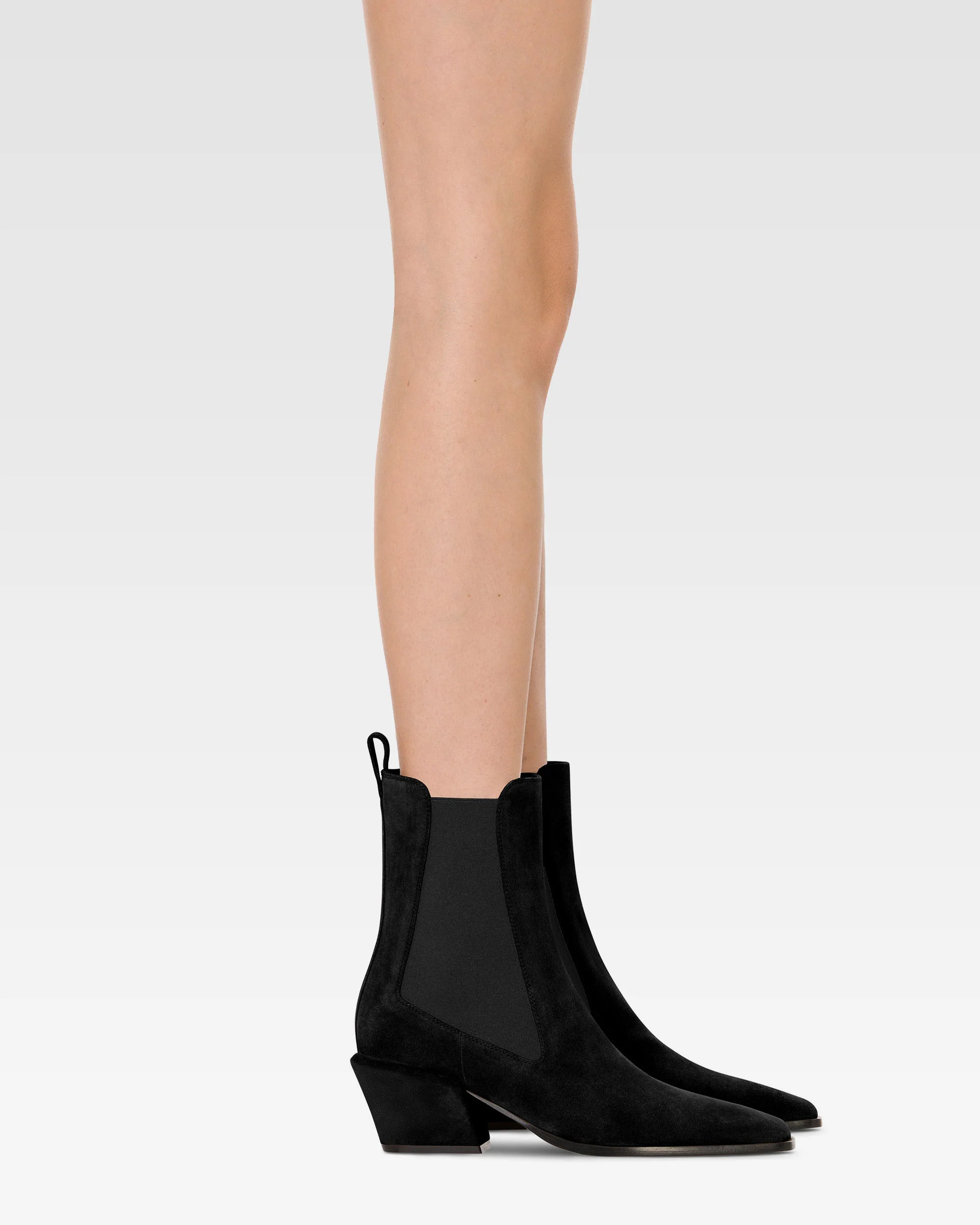 Ankle boots in black calf suede leather