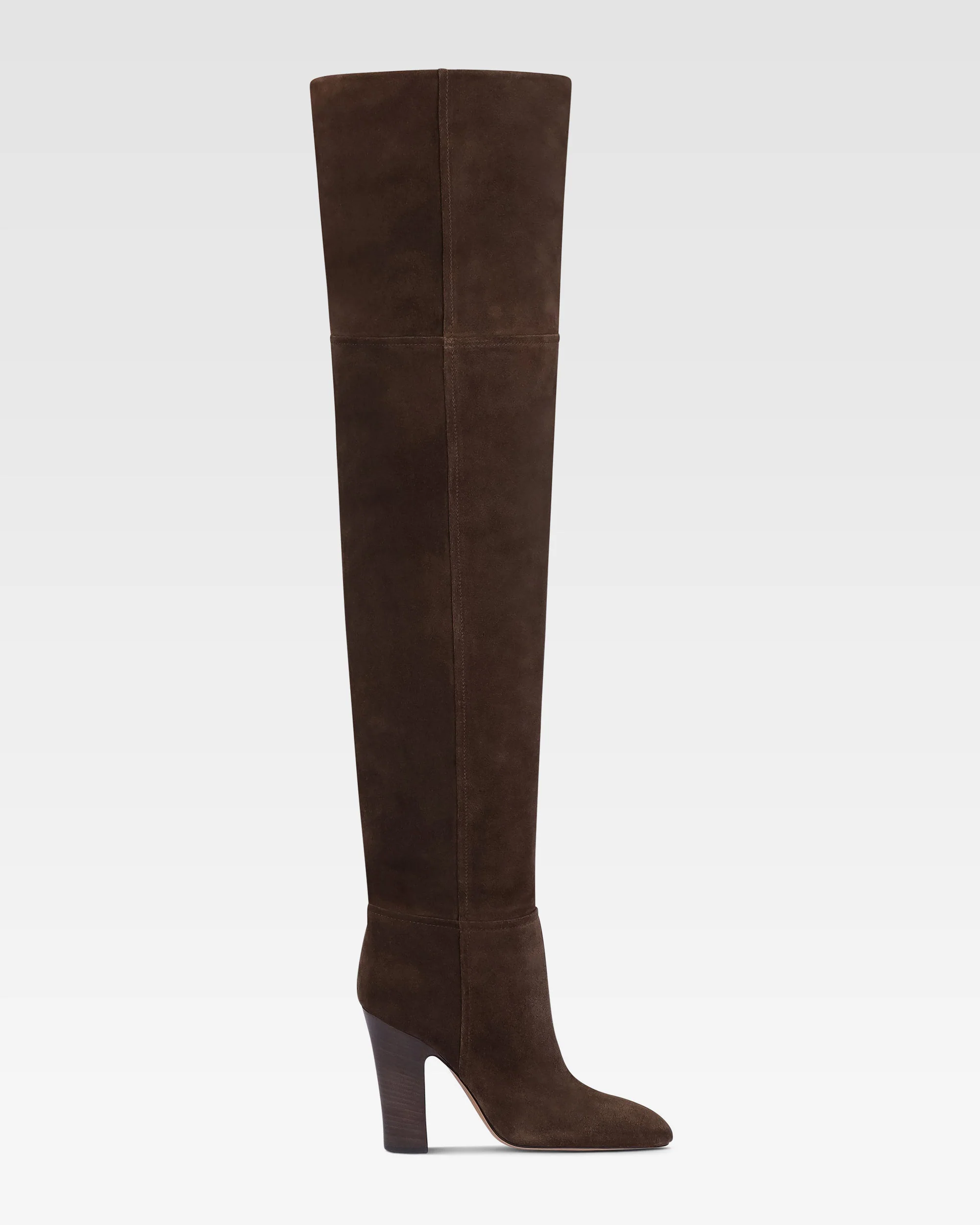 Over-the-knee boots in ebony calf suede leather