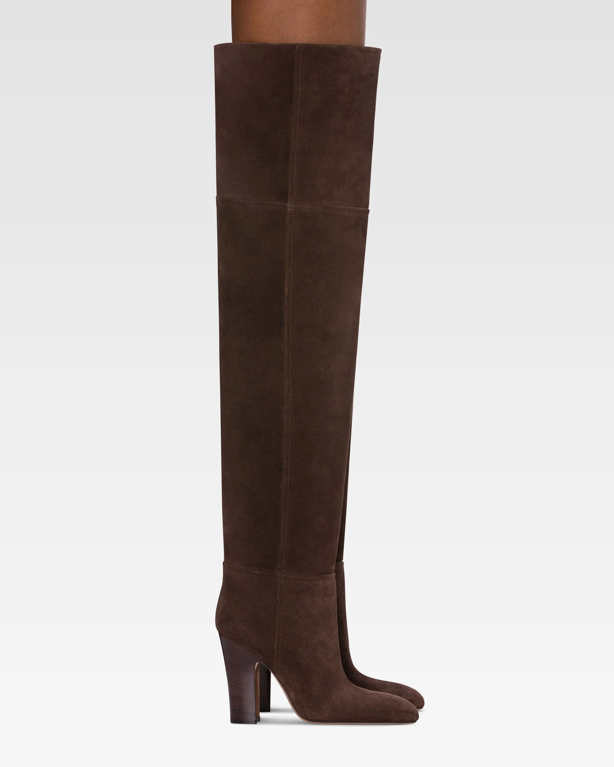 Over-the-knee boots in ebony calf suede leather 6 Over-the-knee boots in ebony calf suede leather