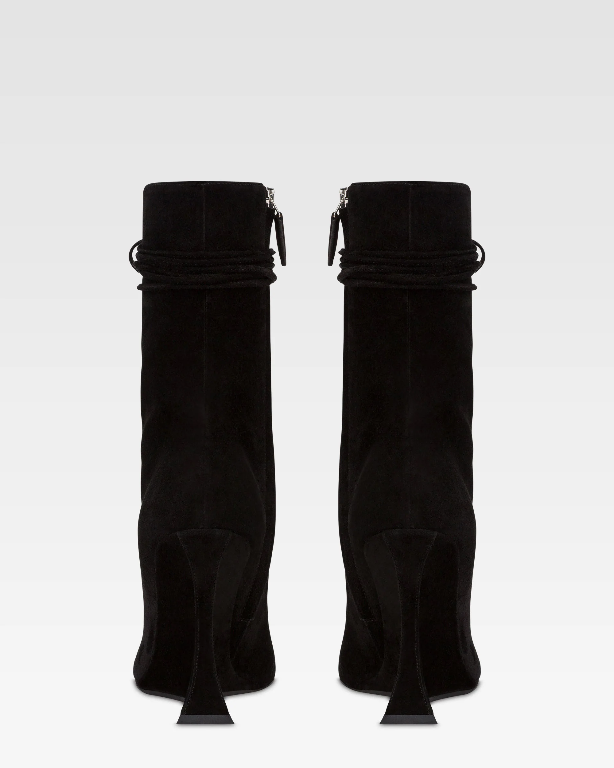 Ankle boots in black calf suede leather.