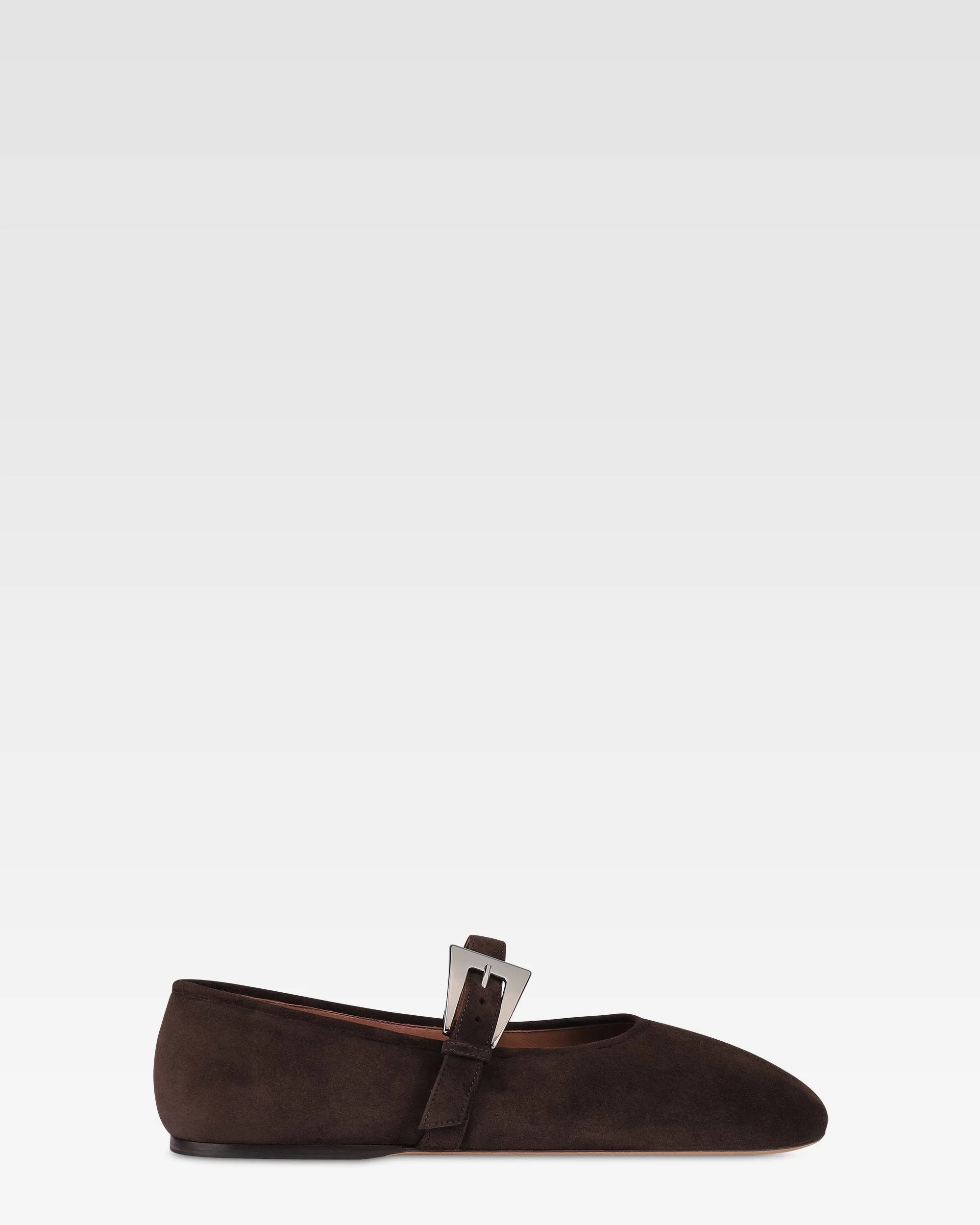 Ballet flats in ebony suede leather