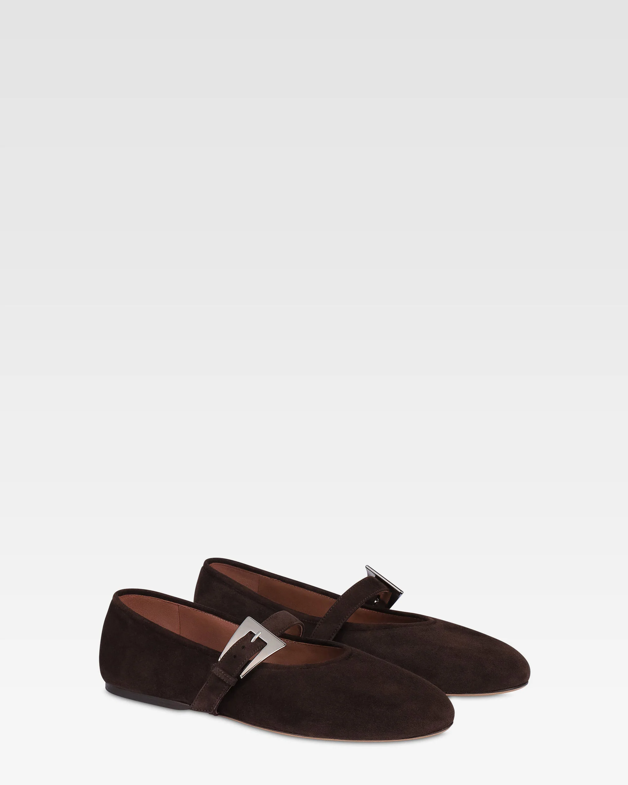 Ballet flats in ebony suede leather